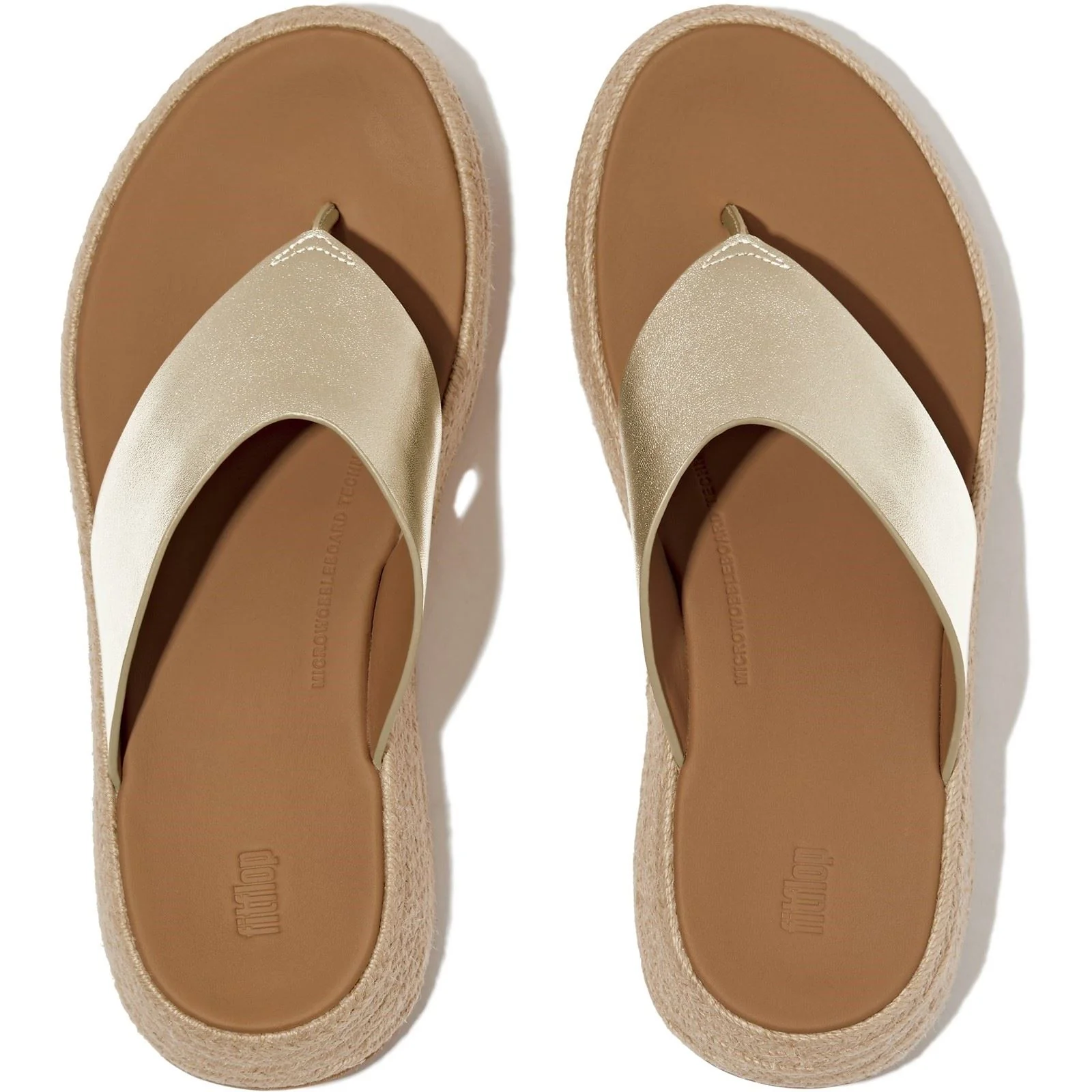 Fitflop F-Mode Toe Post Leather Women's Platino Slides - Image 3