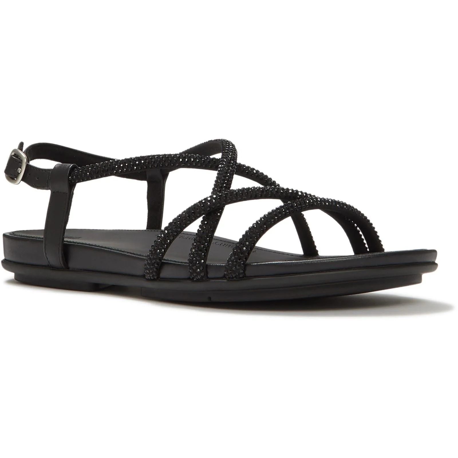 Fitflop Fino Toe-Post Leather Women's All Black Sandals