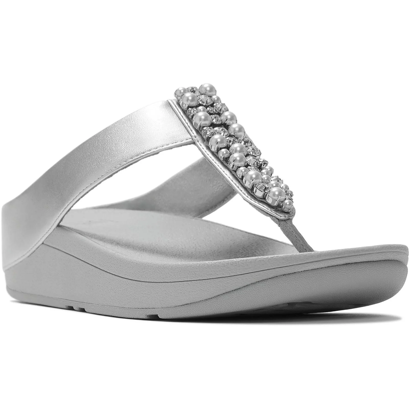Fitflop Fino Toe-Post Polyurethane Women's Silver Sandals