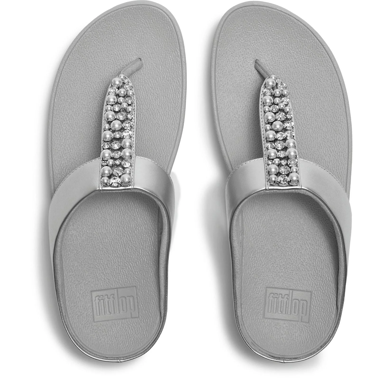 Fitflop Fino Toe-Post Polyurethane Women's Silver Sandals - Image 3