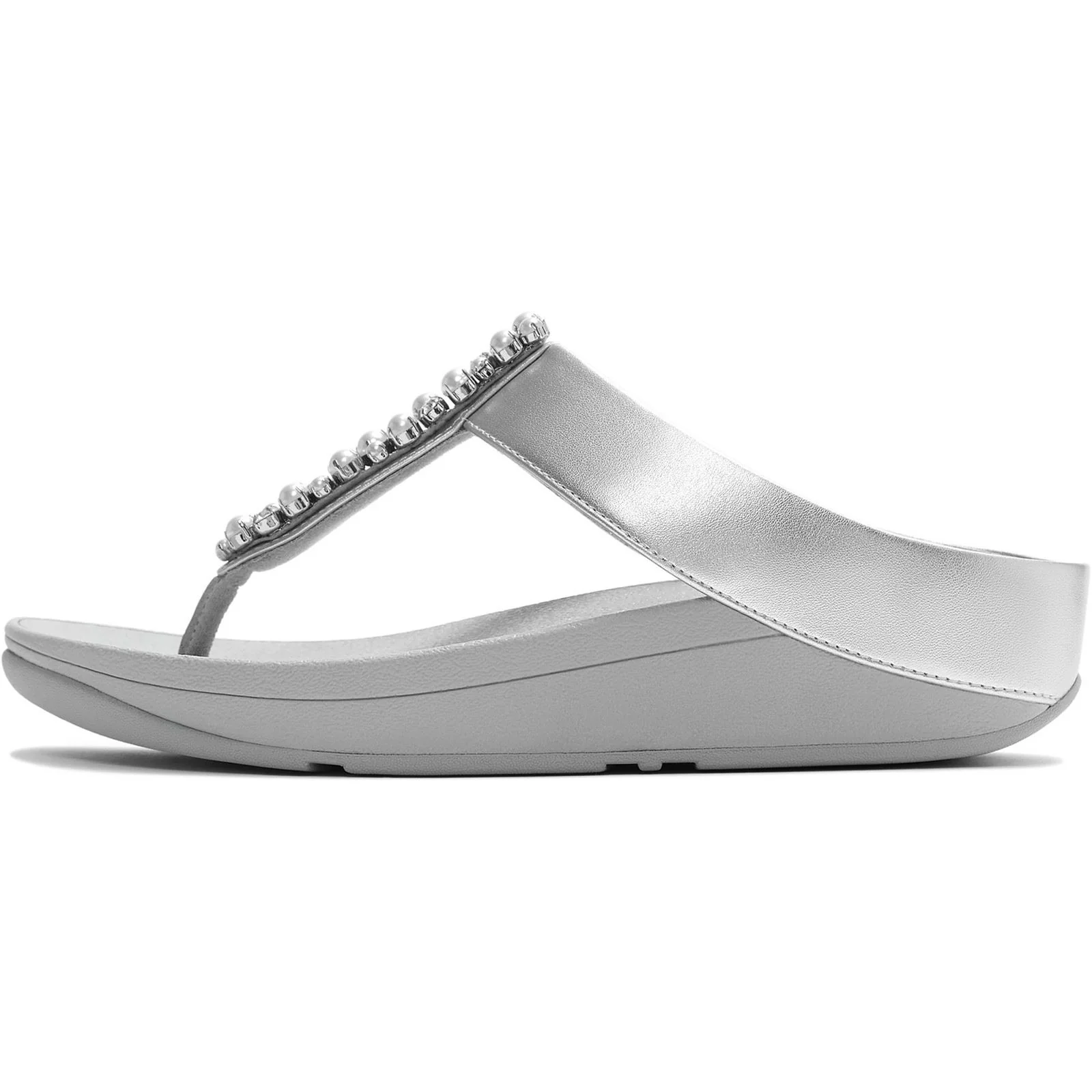 Fitflop Fino Toe-Post Polyurethane Women's Silver Sandals - Image 4