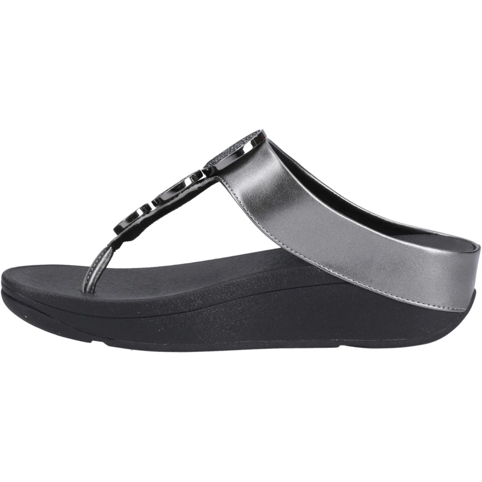 Fitflop Halo Polyurethane Women's Pewter Black Sandals - Image 5