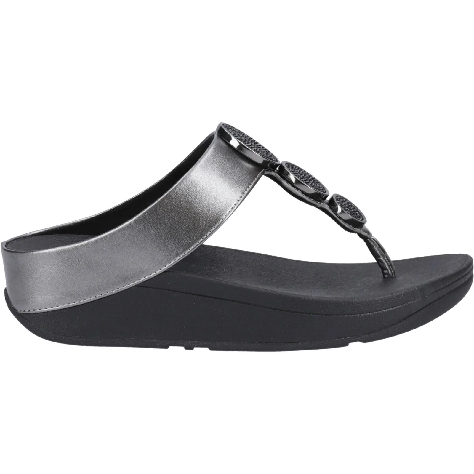 Fitflop Halo Polyurethane Women's Pewter Black Sandals - Image 6