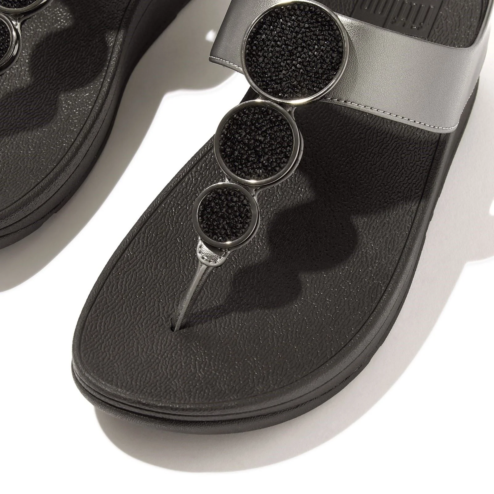 Fitflop Halo Polyurethane Women's Pewter Black Sandals - Image 7