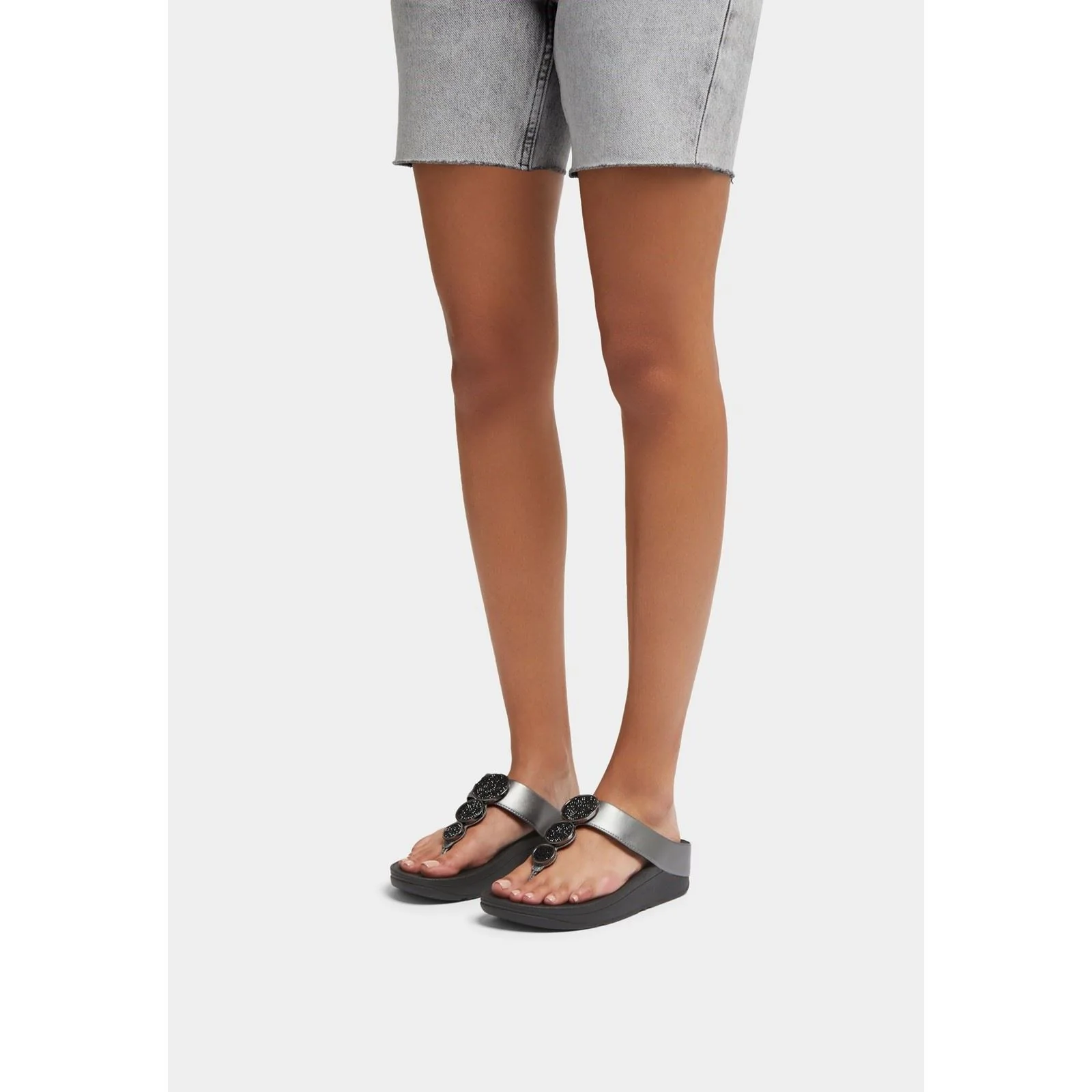 Fitflop Halo Polyurethane Women's Pewter Black Sandals - Image 8