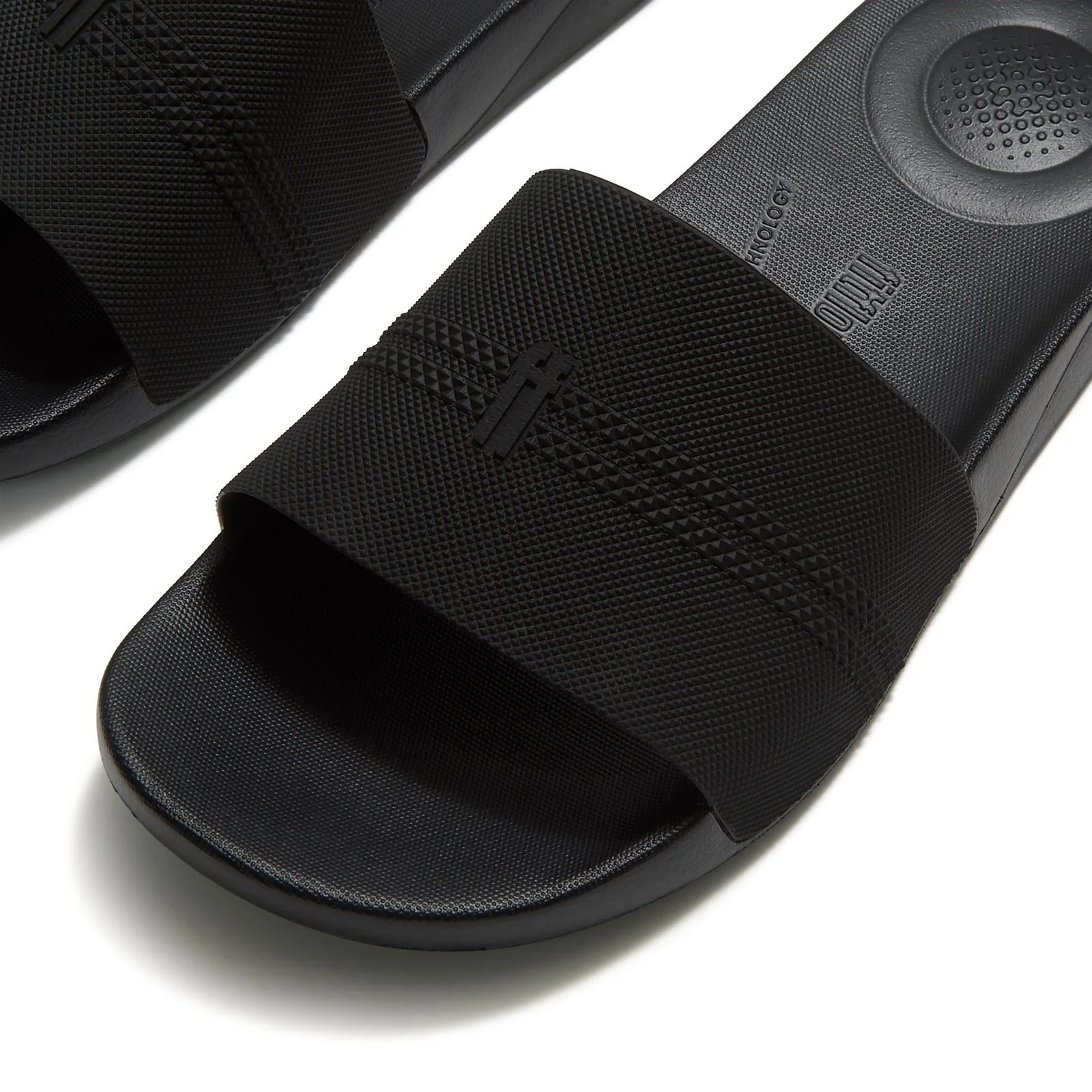 Fitflop iQushion Pool Slides Polyurethane Men's All Black Slides - Image 5