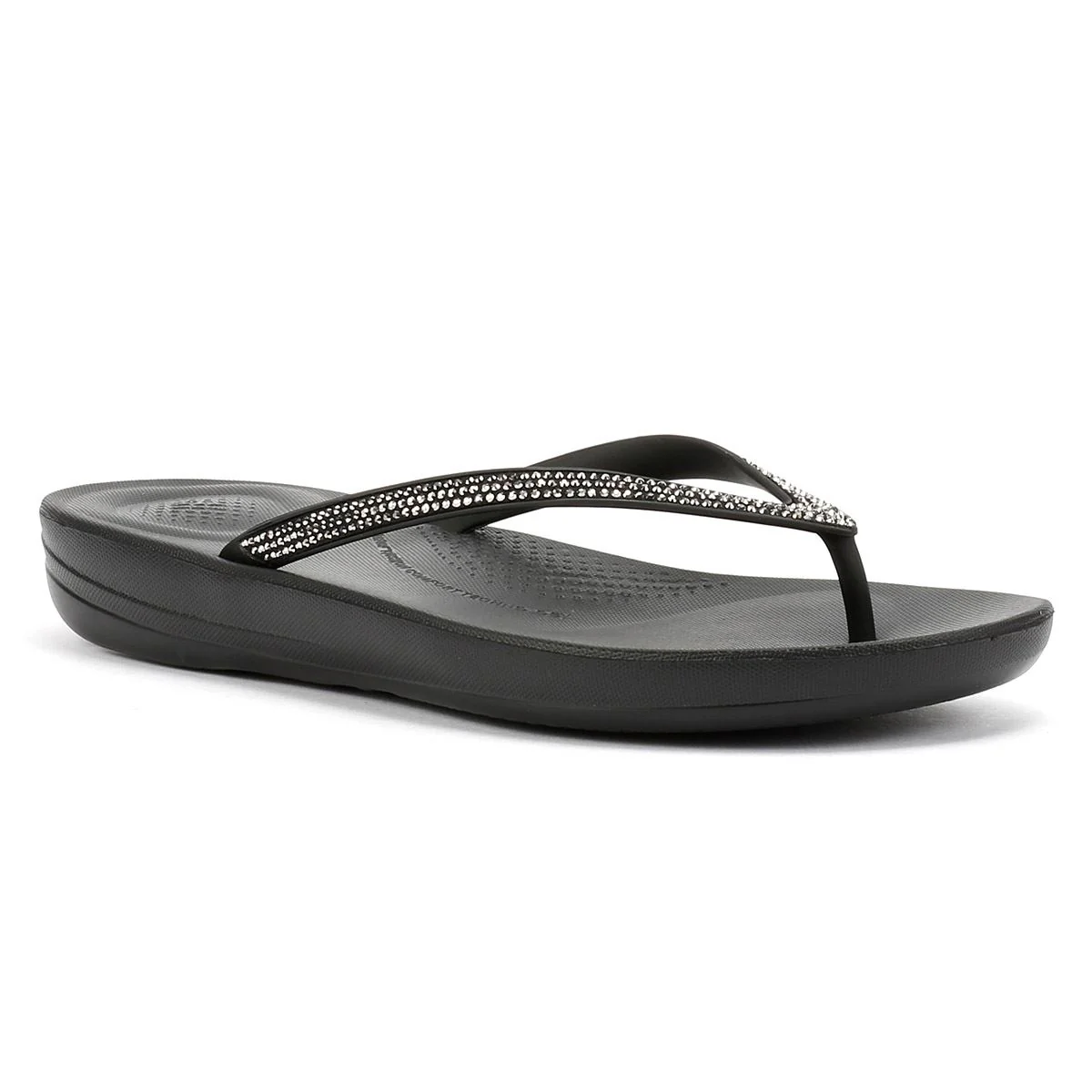FitFlop Iqushion Sparkle Rubber Women's Black Flip Flops - Image 2