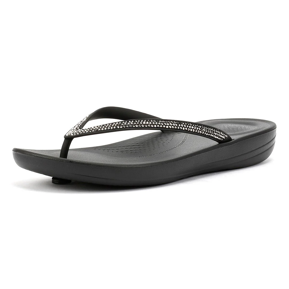 FitFlop Iqushion Sparkle Rubber Women's Black Flip Flops - Image 3