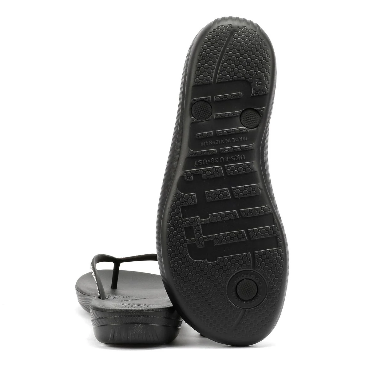 FitFlop Iqushion Sparkle Rubber Women's Black Flip Flops - Image 4