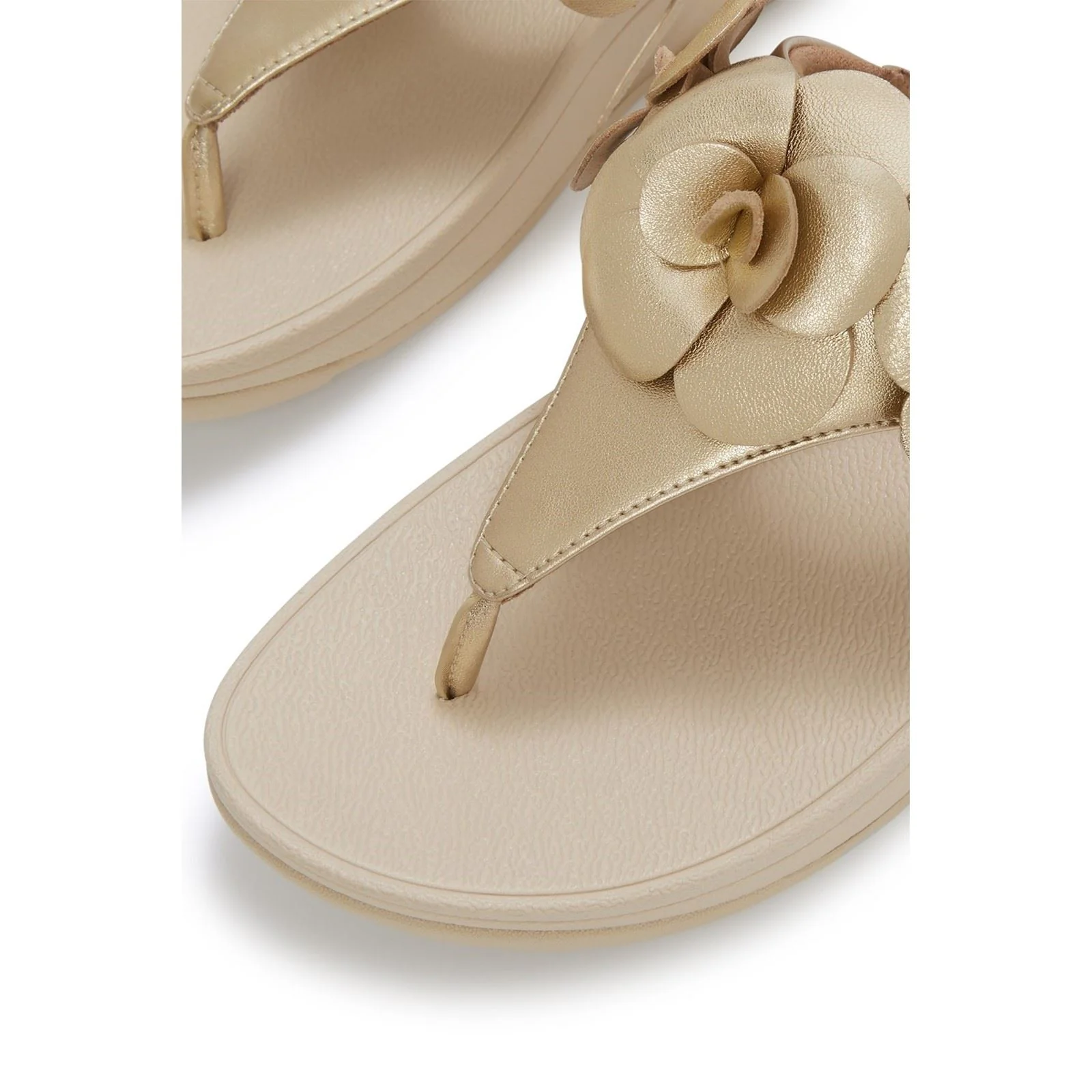 Fitflop Lulu Flower Toe-Post Polyurethane Women's Platino Sandals - Image 5