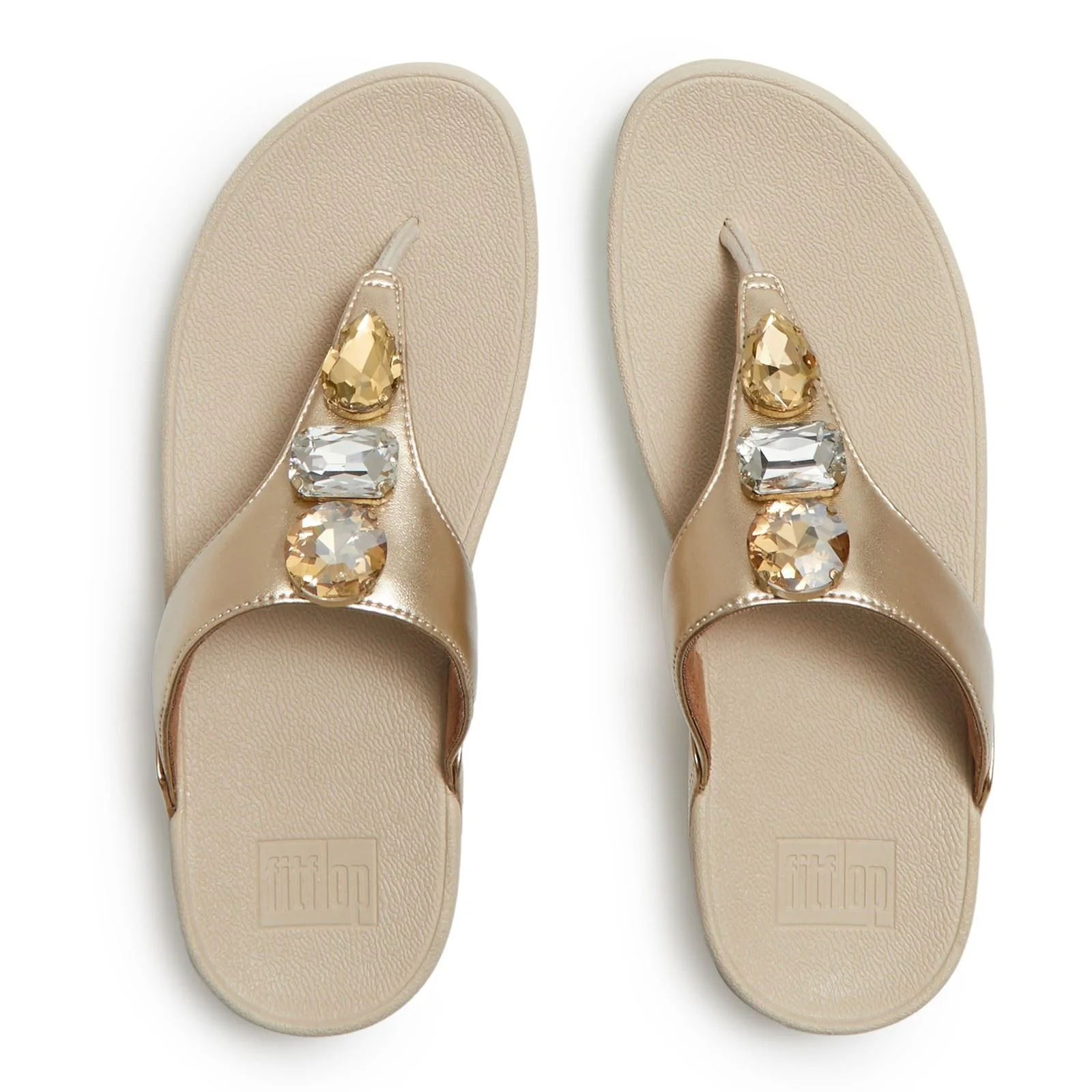Fitflop Lulu Ultra-Jewel Toe-Post Polyurethane Women's Platino Sandals - Image 3