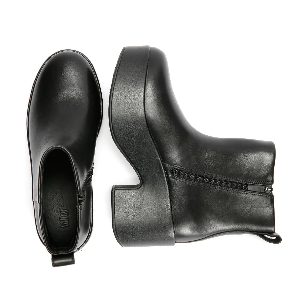 FitFlop Platfforms Heeled Leather Women's Black Boots - Image 8