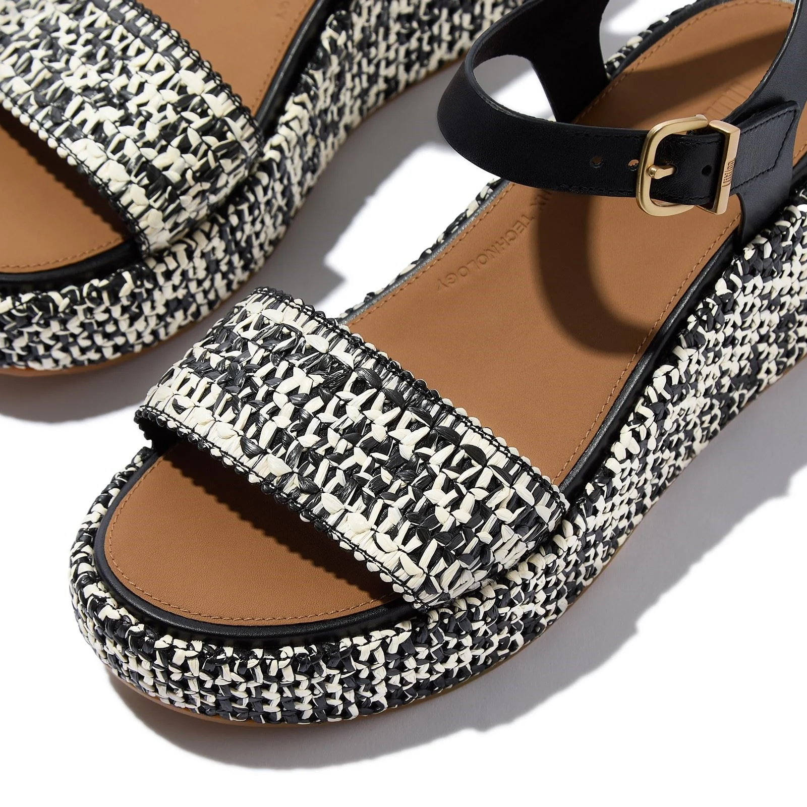 Fitflop Platfforms Wedge Faux Suede Women's Black/Ivory Sandals - Image 5