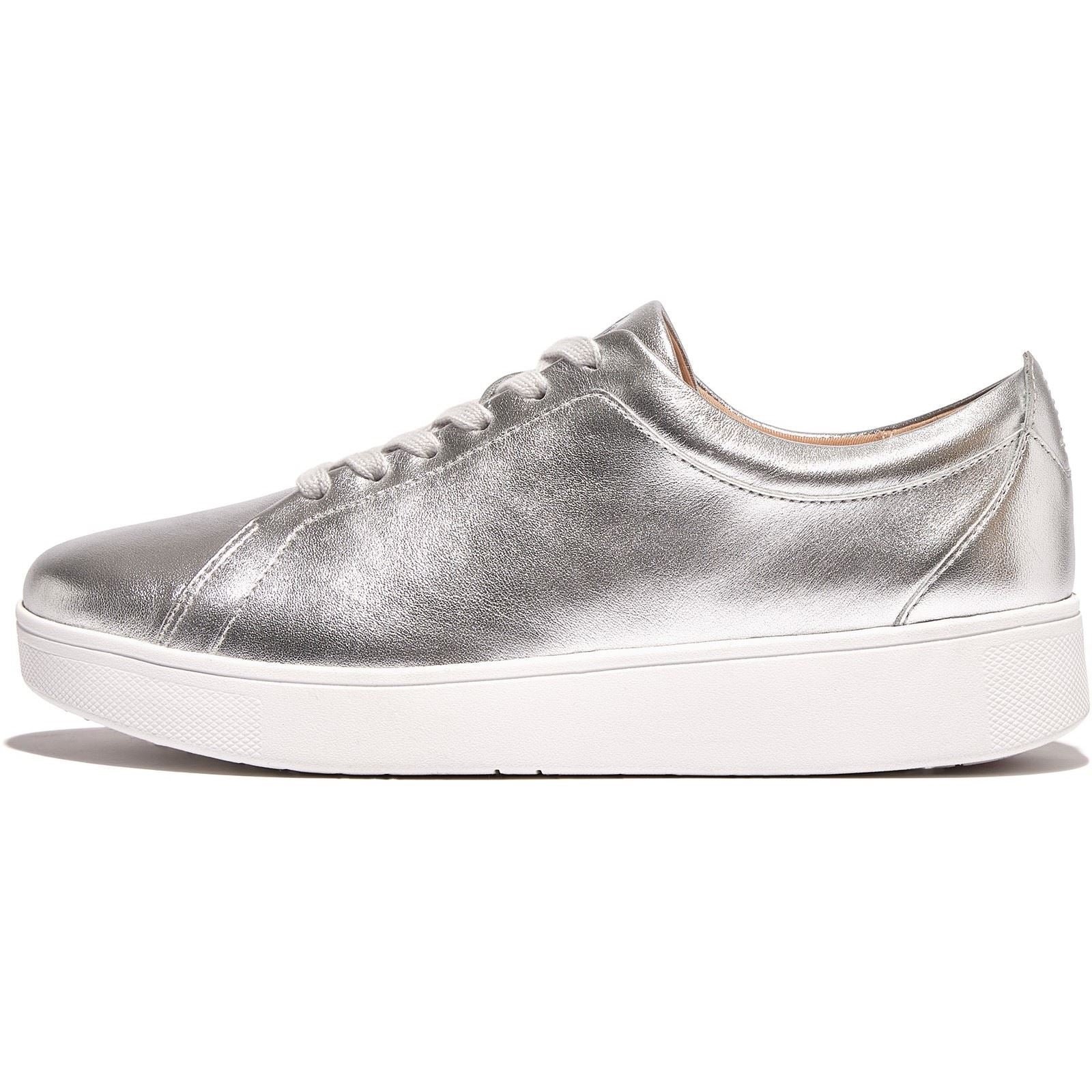 Fitflop Rally Sneakers Leather Women's Silver Trainers - Image 4
