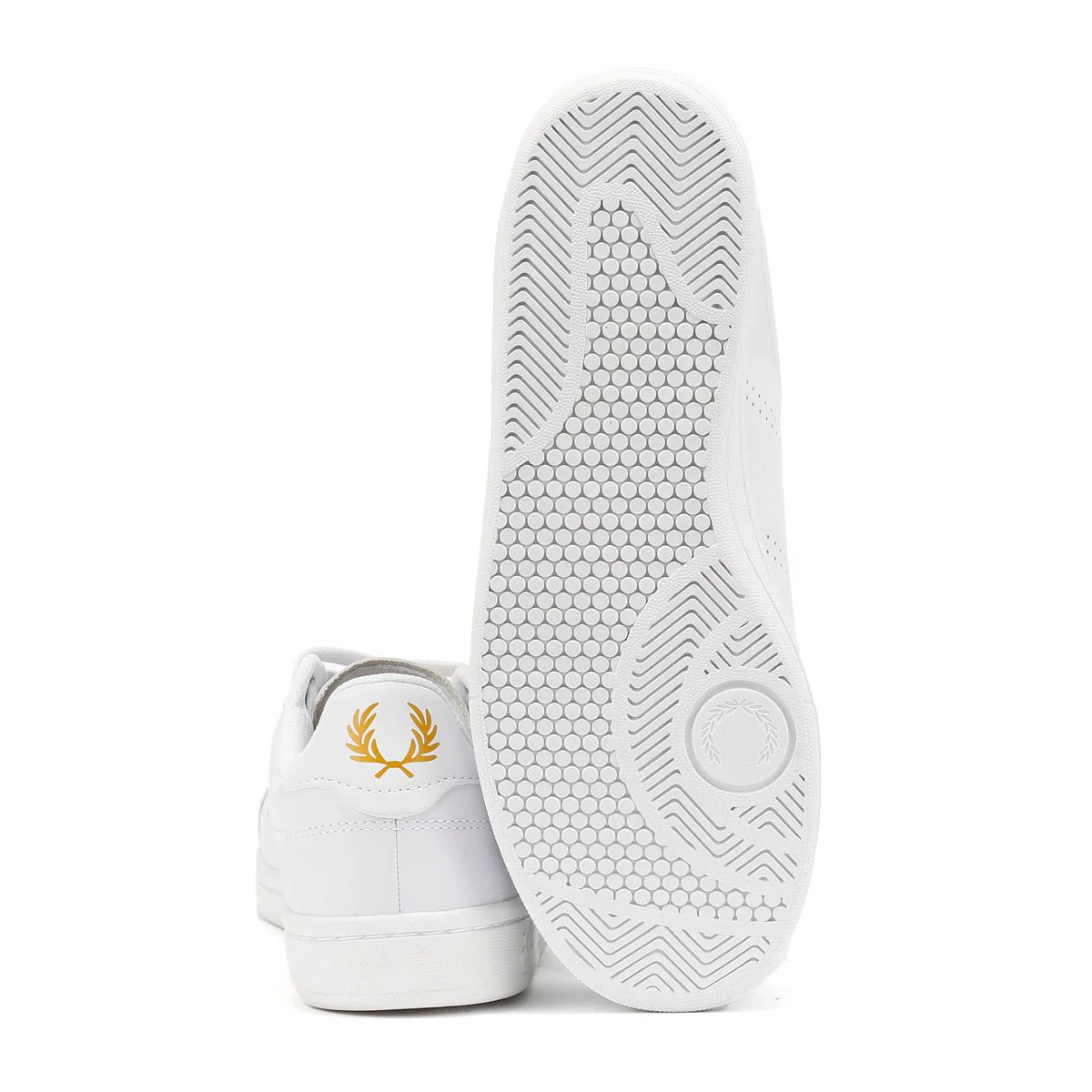 Fred Perry B721 Leather Men's White/Metallic Gold Trainers - Image 4