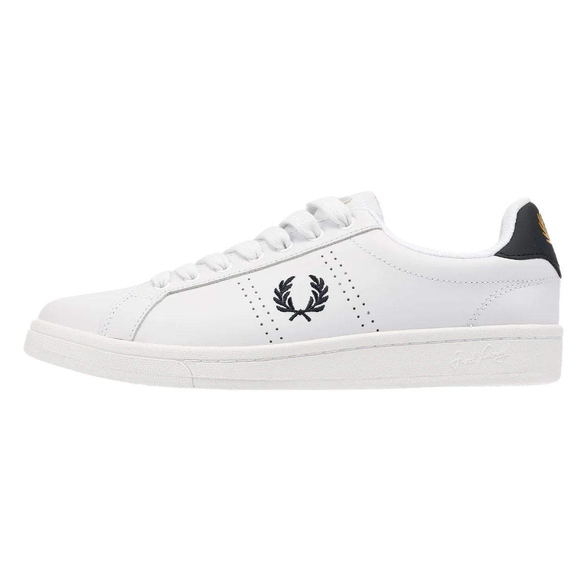 Fred Perry B721 Leather Men's White/Navy Trainers - Image 6