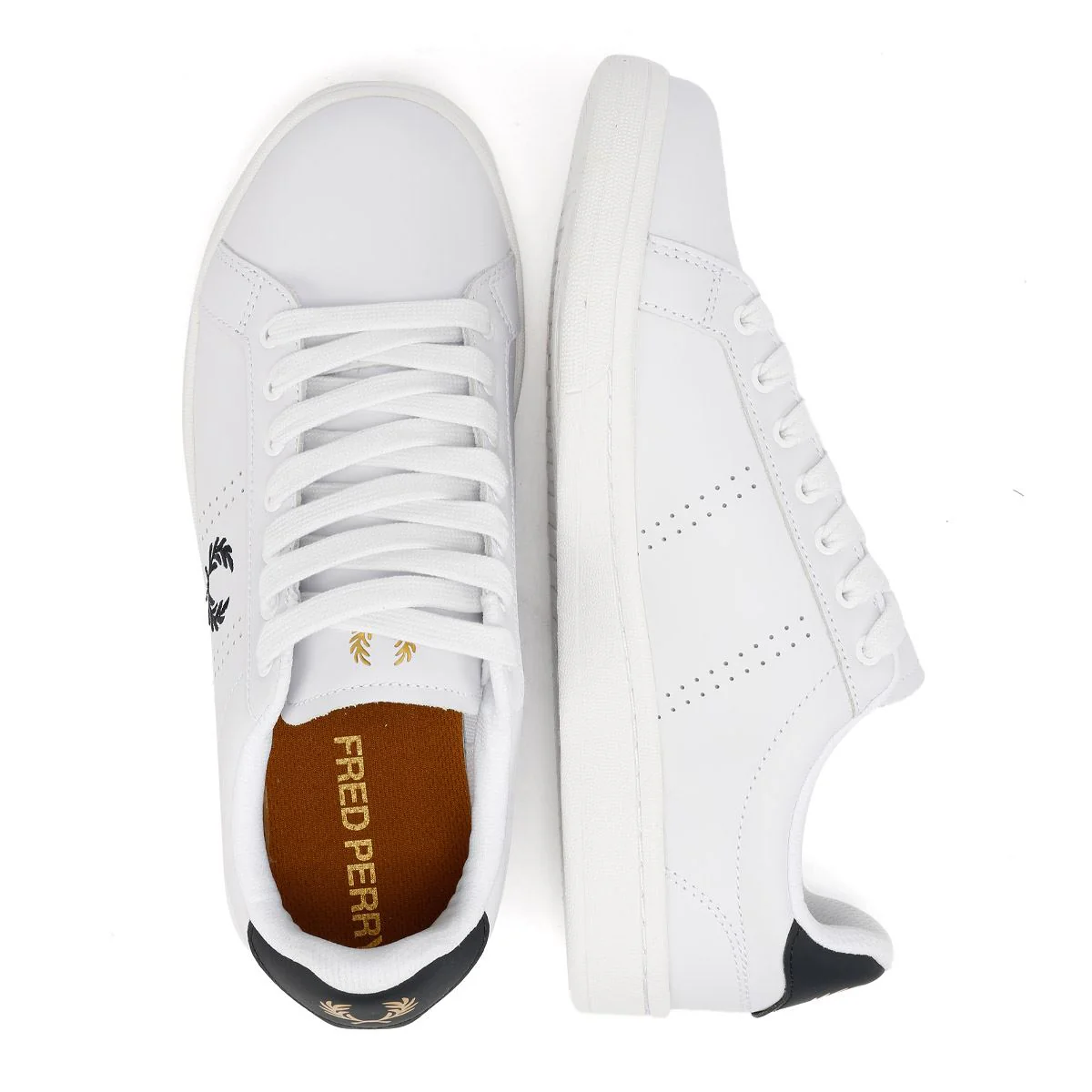 Fred Perry B721 Leather Men's White/Navy Trainers - Image 8