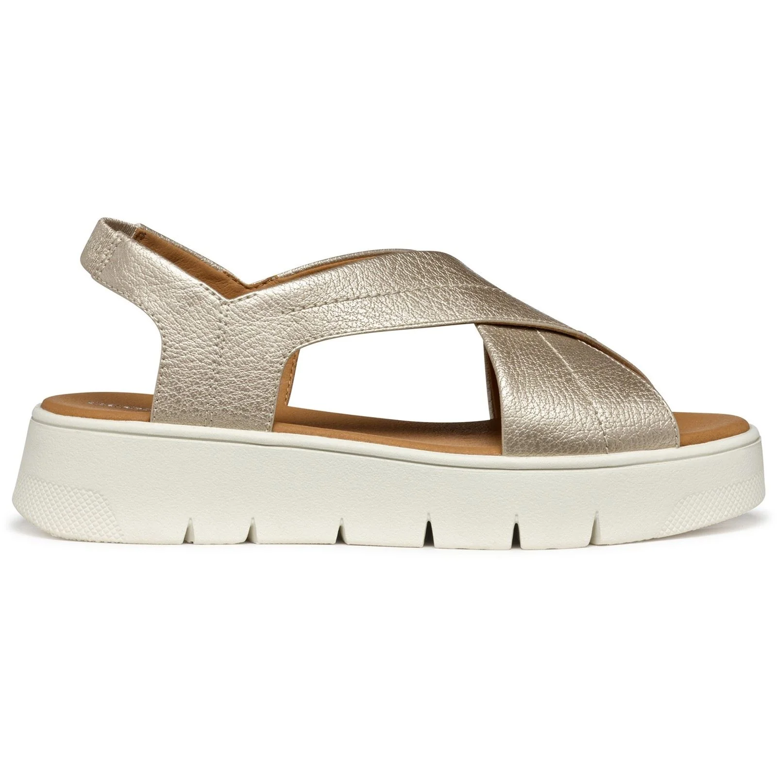 Geox D DANDRA 40 Synthetic Polyurethane Women's Light Gold Sandals - Image 5