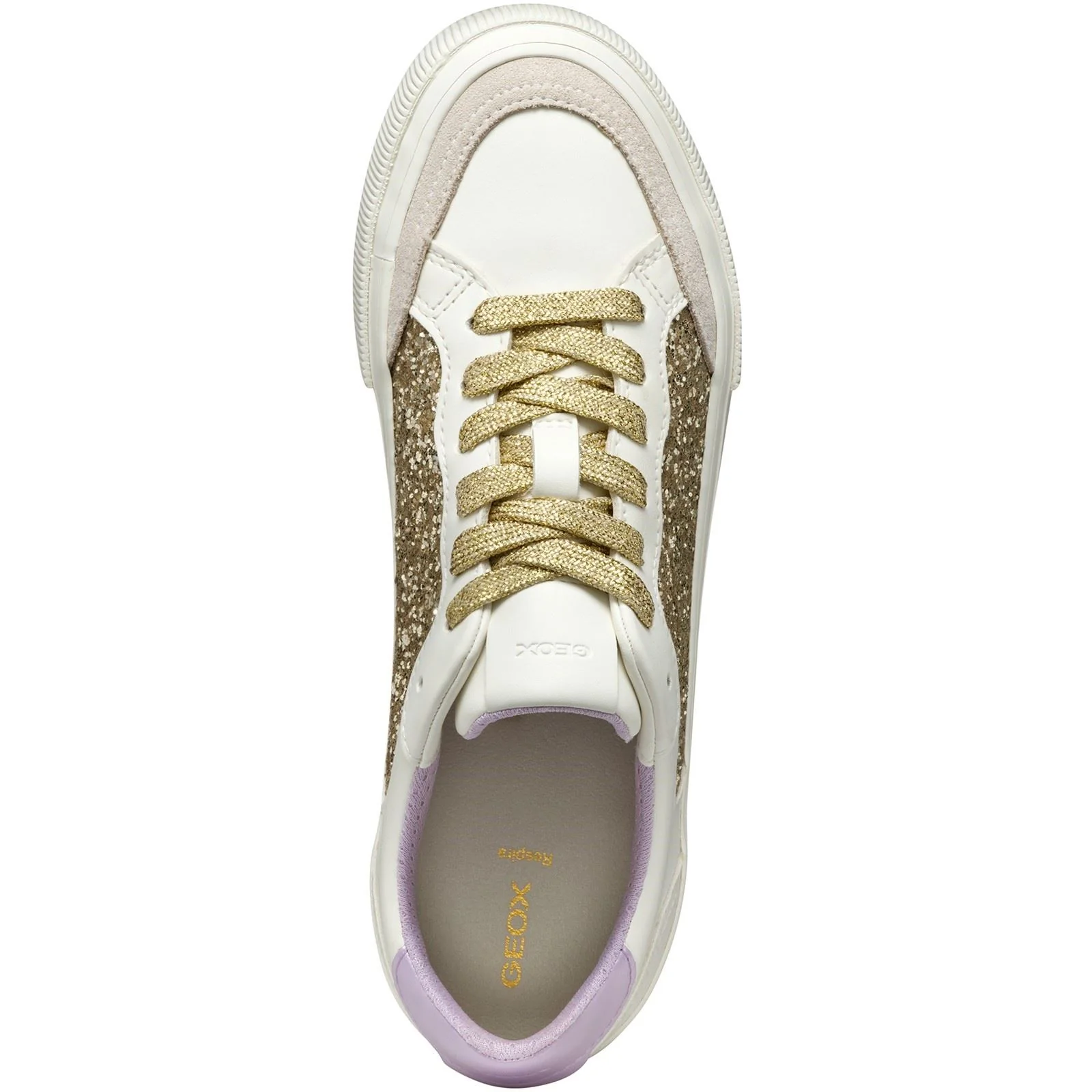 Geox D EMMELENY Women's Optic White/Light Gold Trainers - Image 4