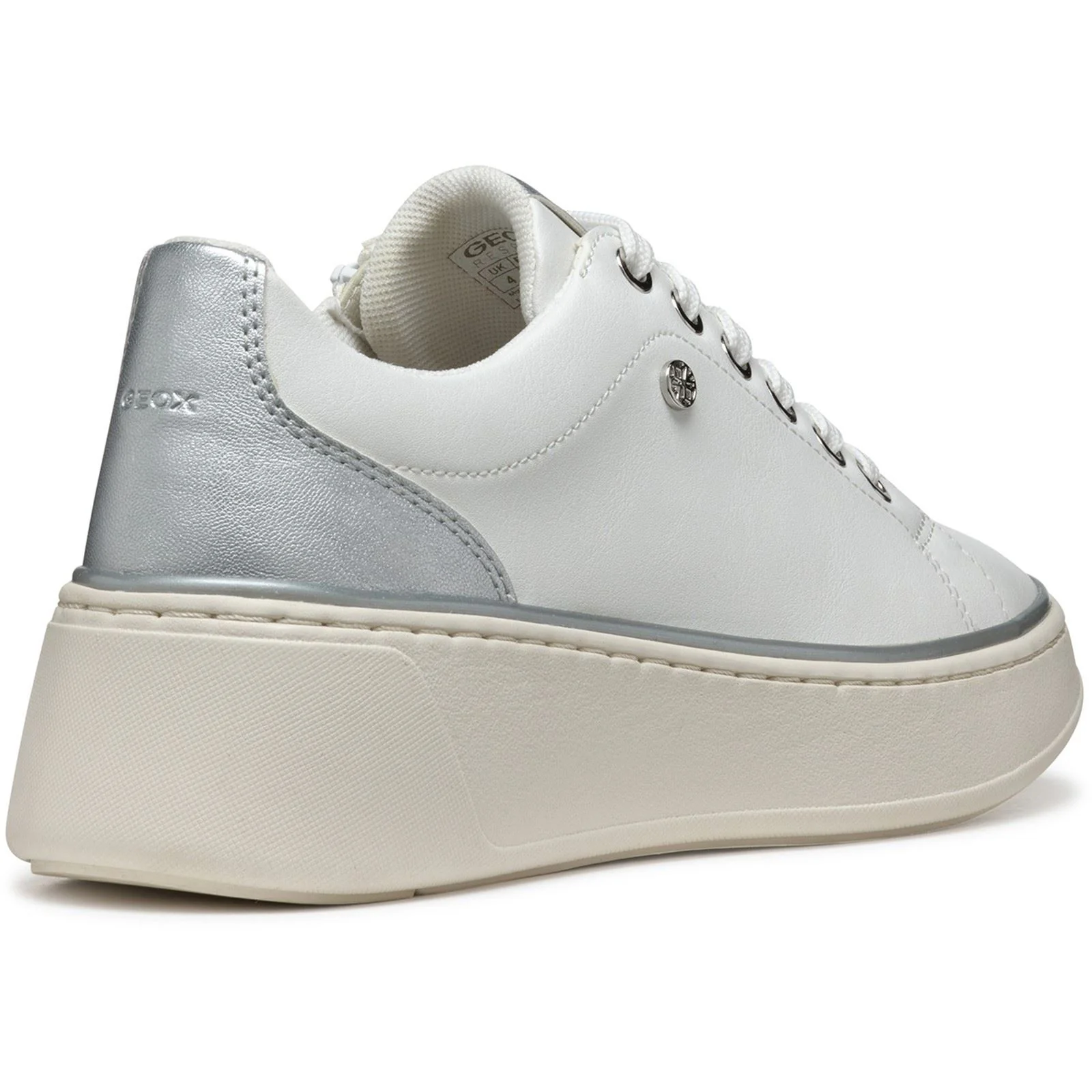 Geox D SUNNETTY Synthetic Polyurethane Women's White/Silver Trainers - Image 2
