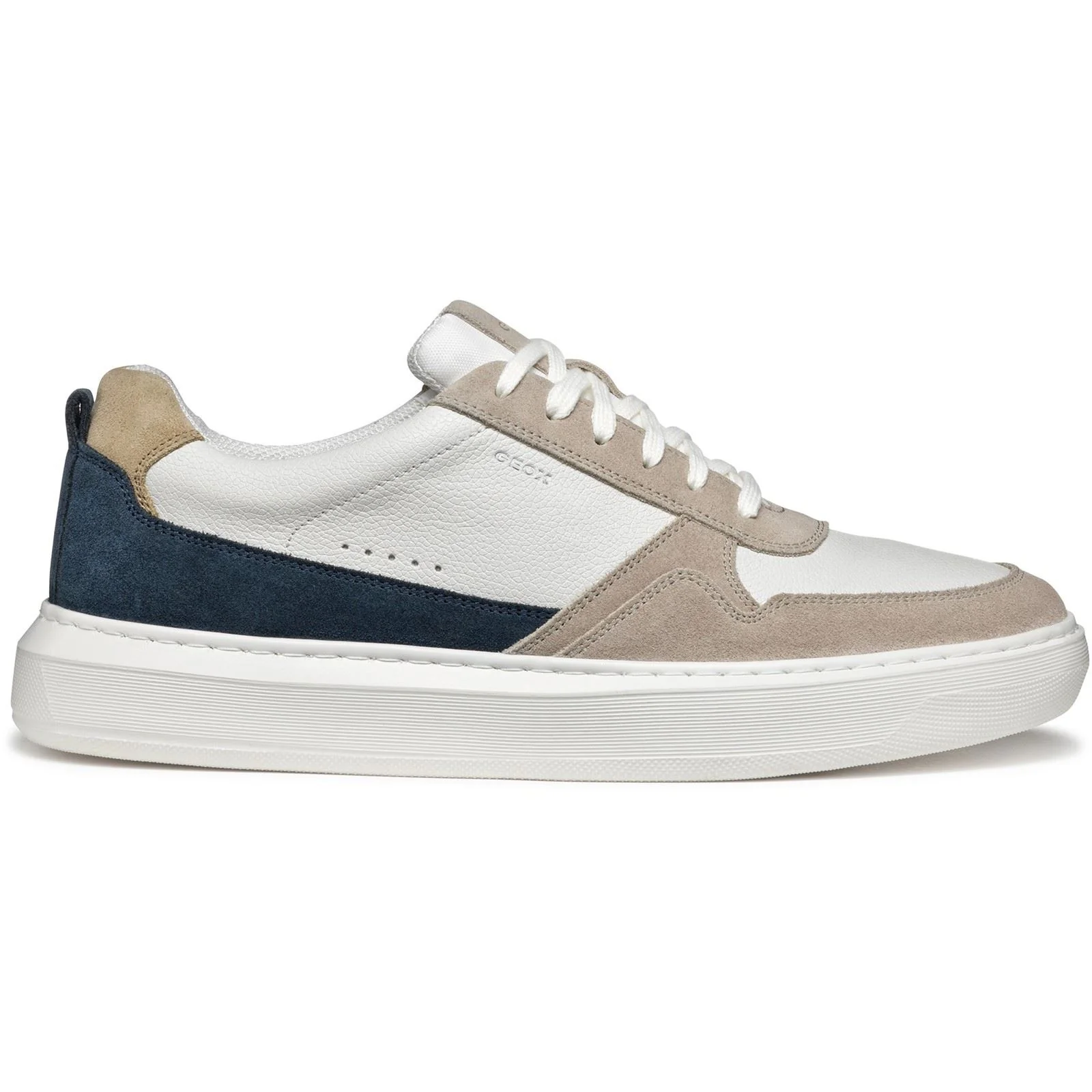 Geox U DEIVEN Leather/Suede Men's Sand/White Trainers - Image 5