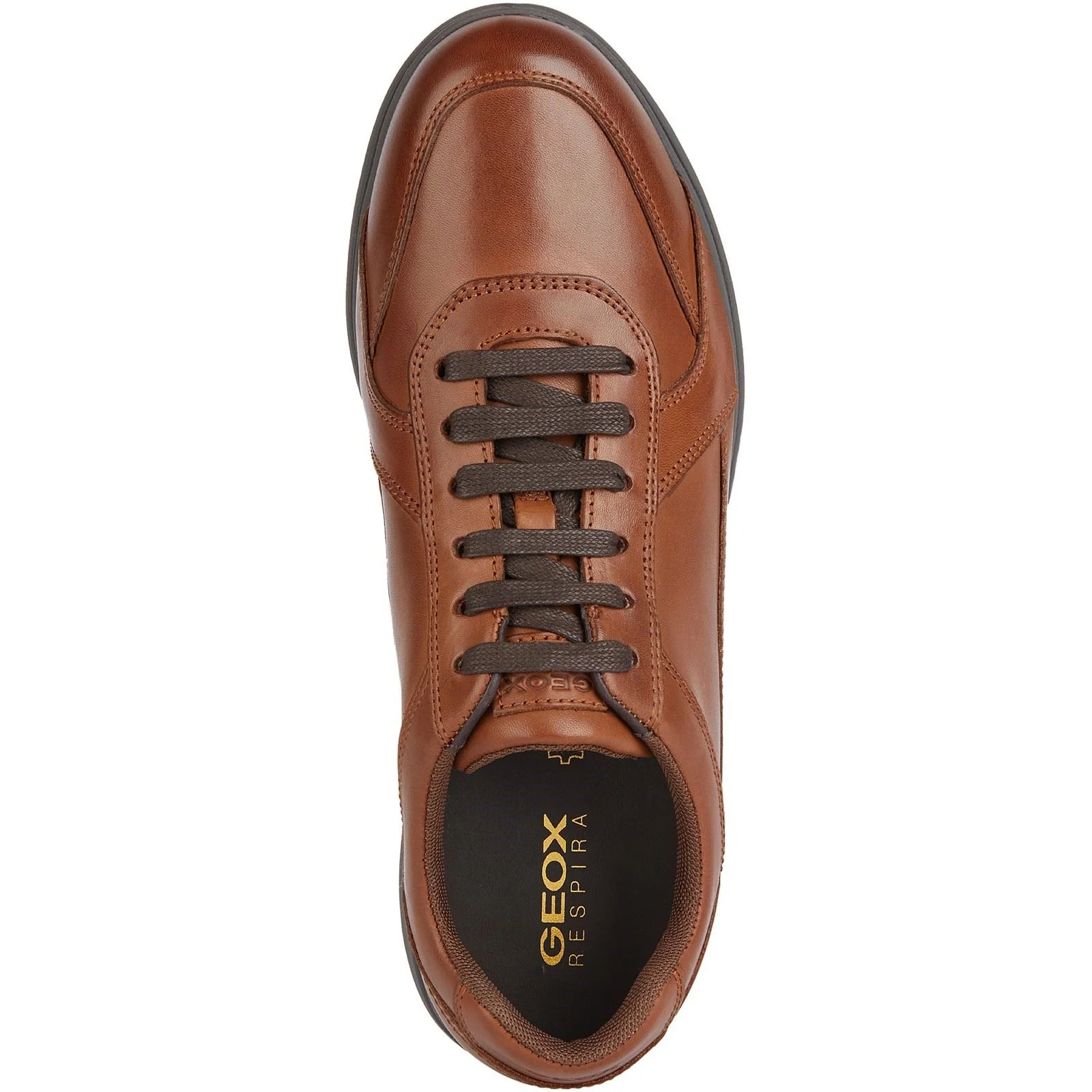 Geox U SPHERICA EC12 Leather Bovine Full Grain Men's Cognac Trainers - Image 4