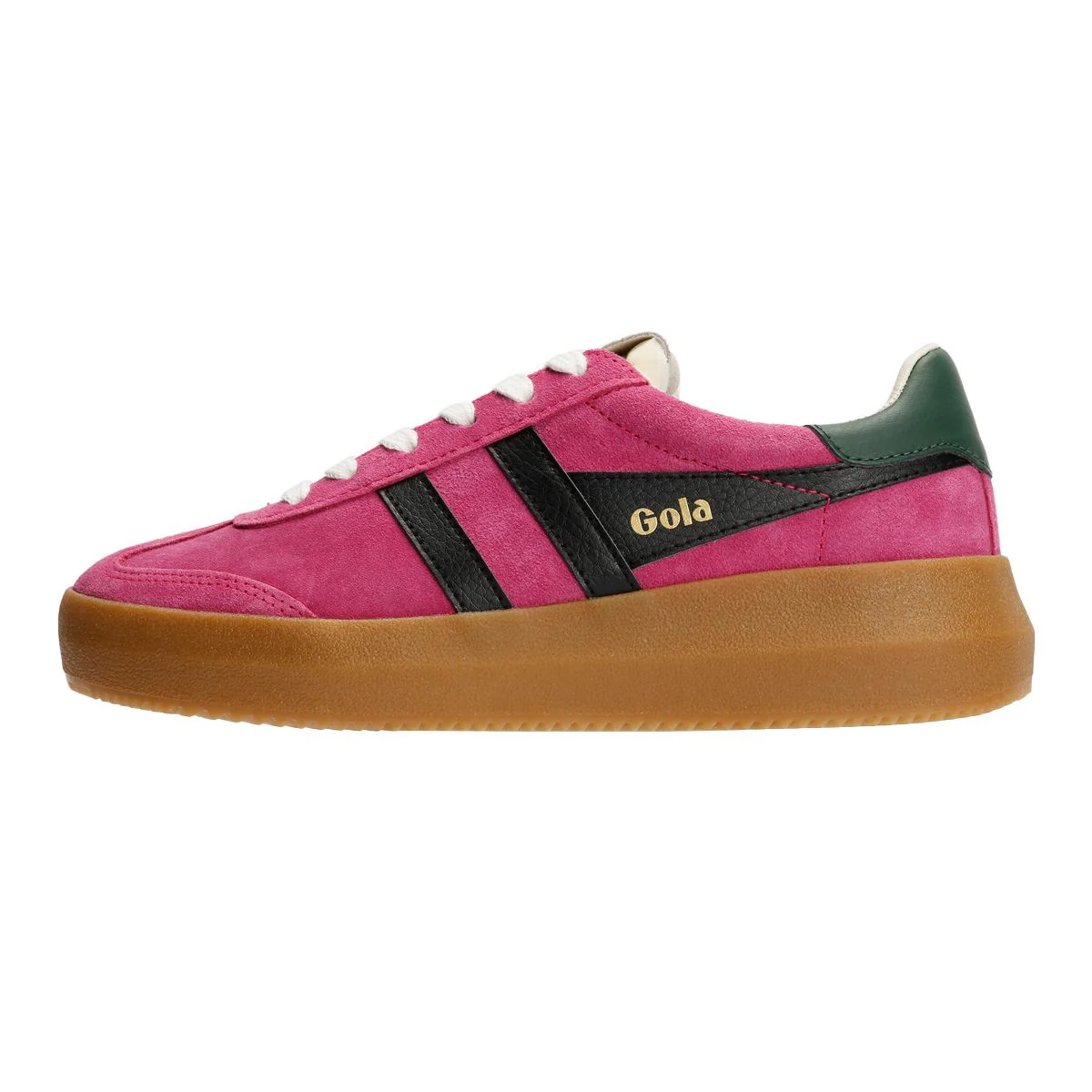 Gola Athena Suede Women's Fuchsia/Black/Evergreen Trainers - Image 6