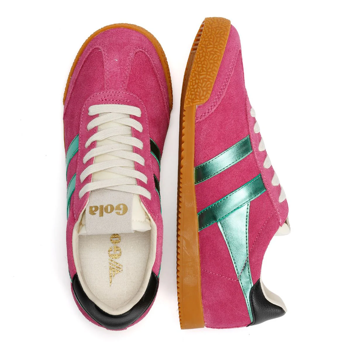 Gola Elan Glitz Suede Women's Fuchsia/Emerald/Black Trainers - Image 8