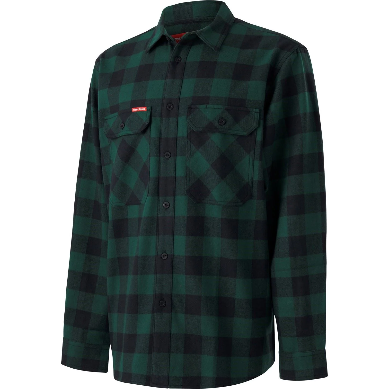 Hard Yakka Men's Long Sleeve Check Flannel Shirt in Green - Image 3