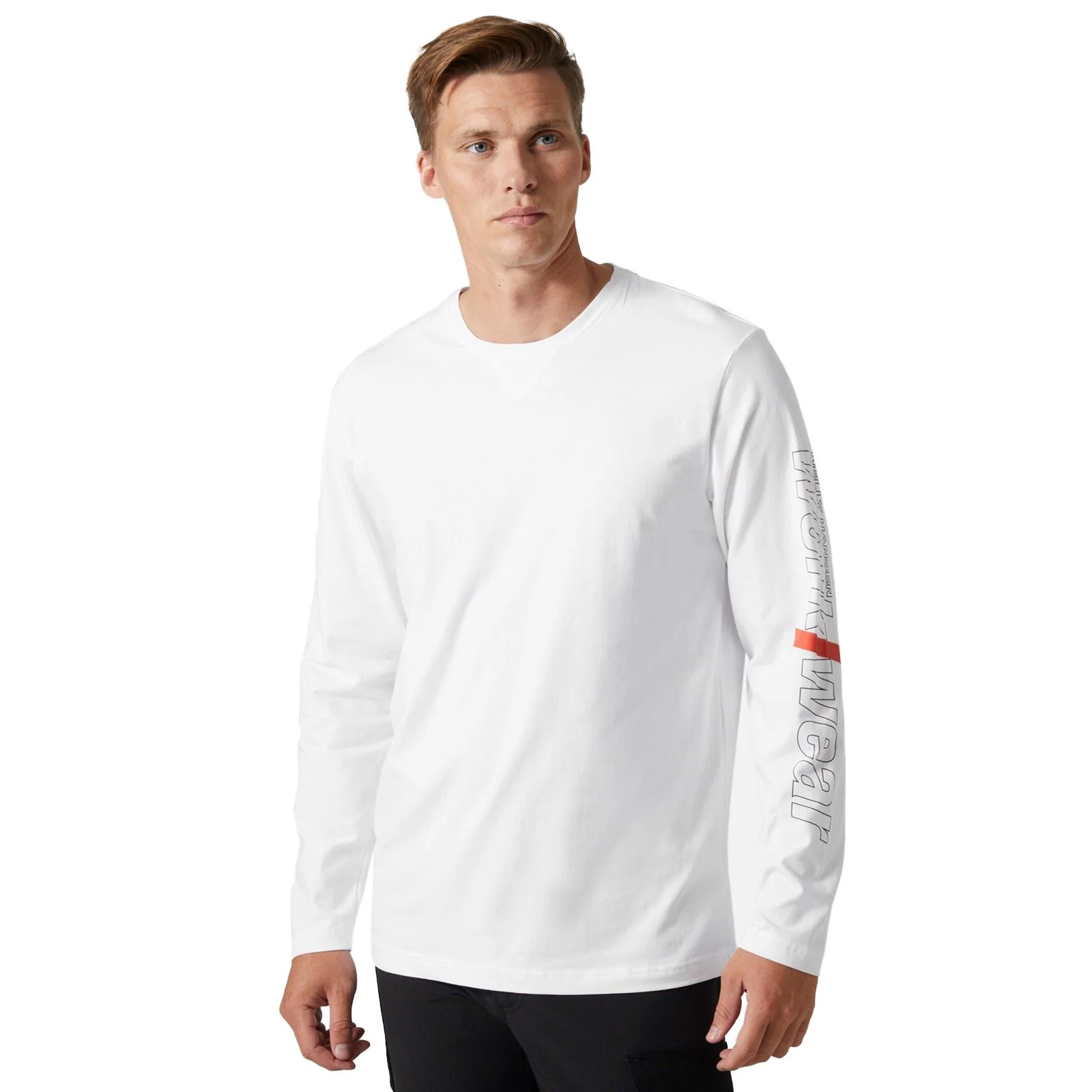 Helly Hansen Workwear Logo Longsleeve Cotton Men's White T-Shirt - Image 6