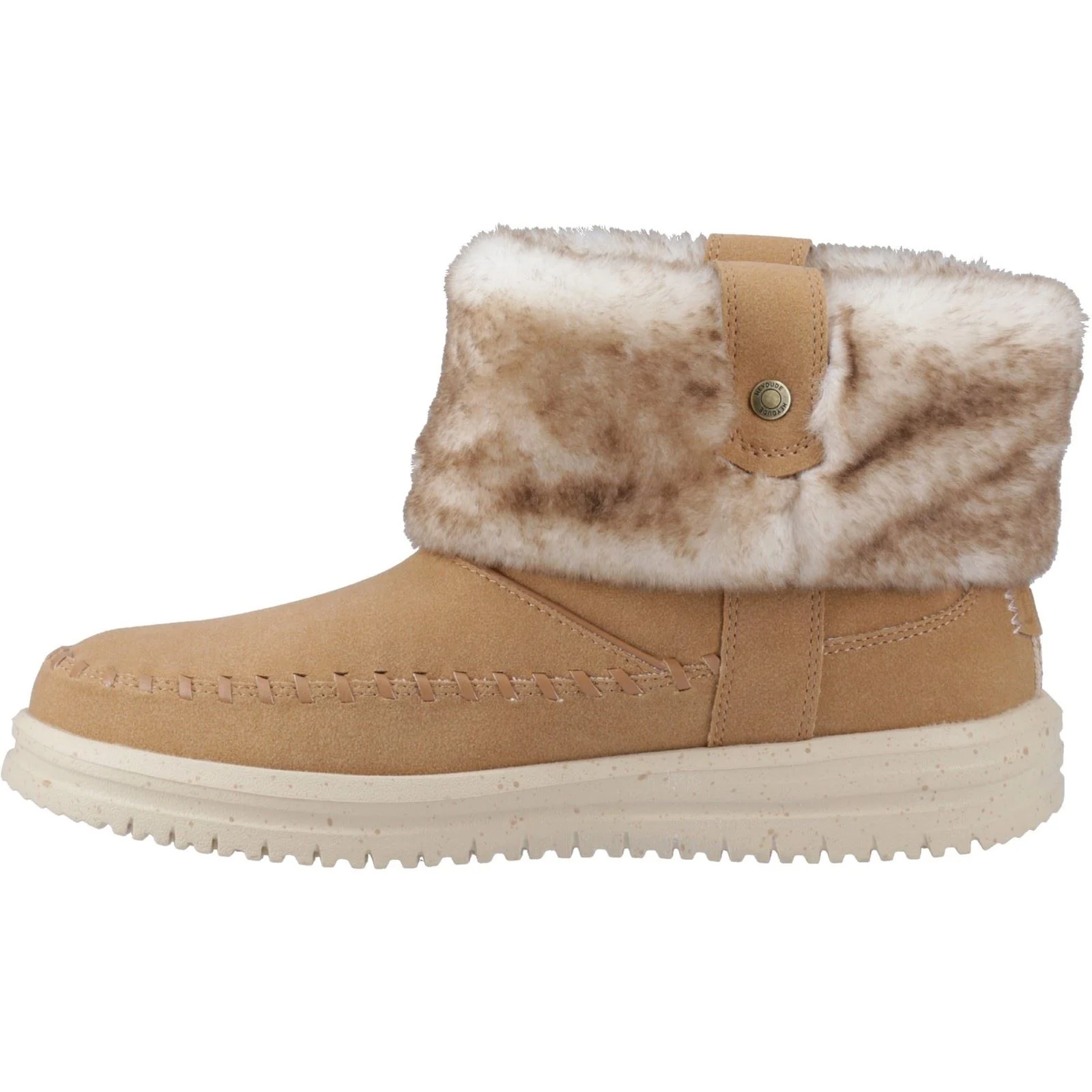 HEYDUDE Camden Cuff Classic Cozy Polyester Women's Cognac Winter Ankle Boots - Image 4