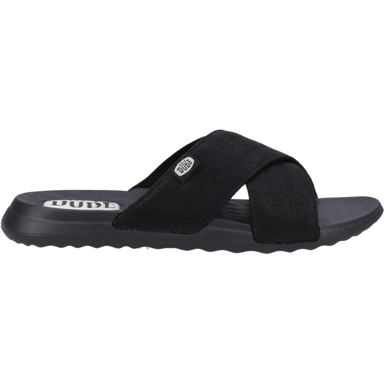 HEYDUDE Women's Christi Slide Distressed Sandal in Black - Image 4