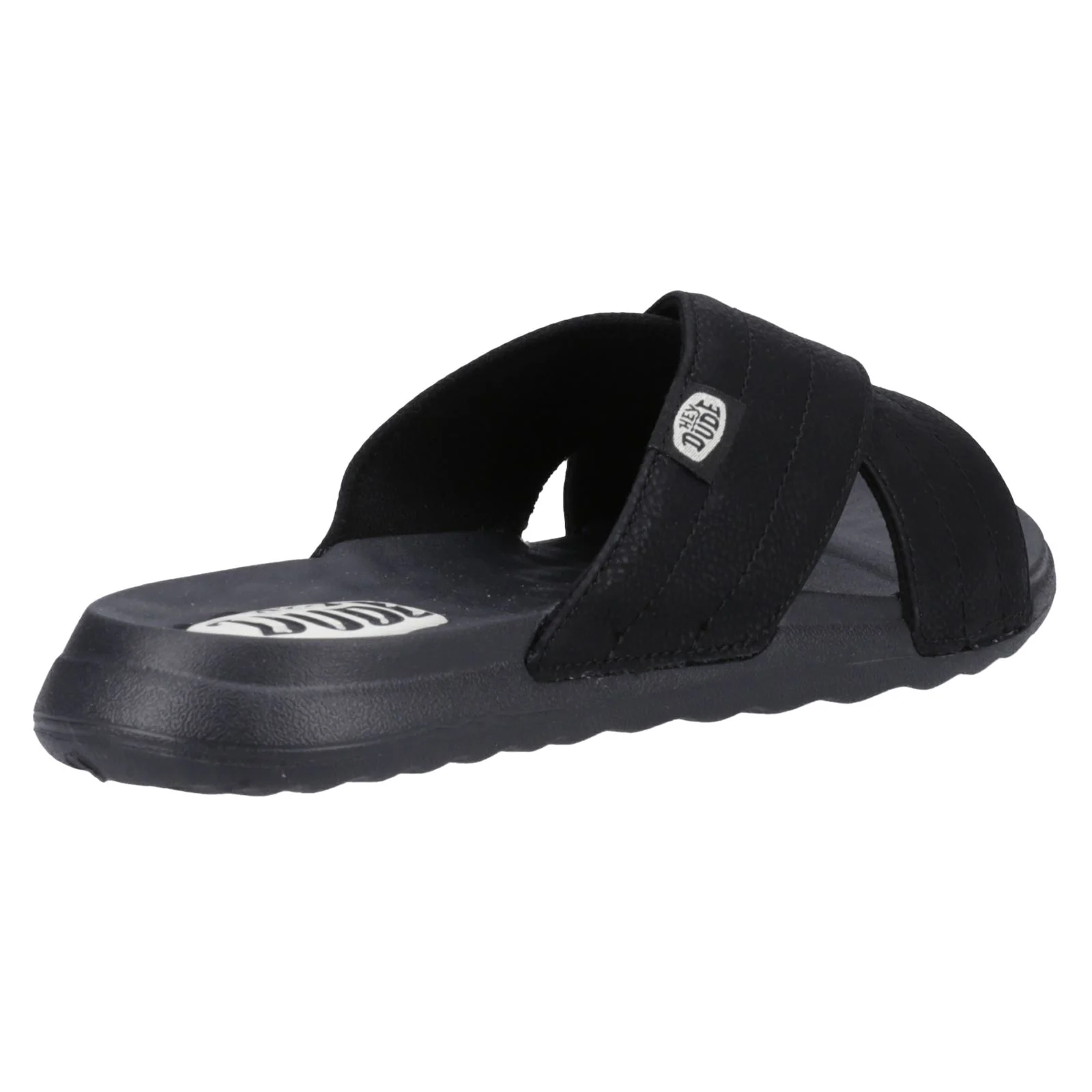 HEYDUDE Women's Christi Slide Distressed Sandal in Black - Image 6