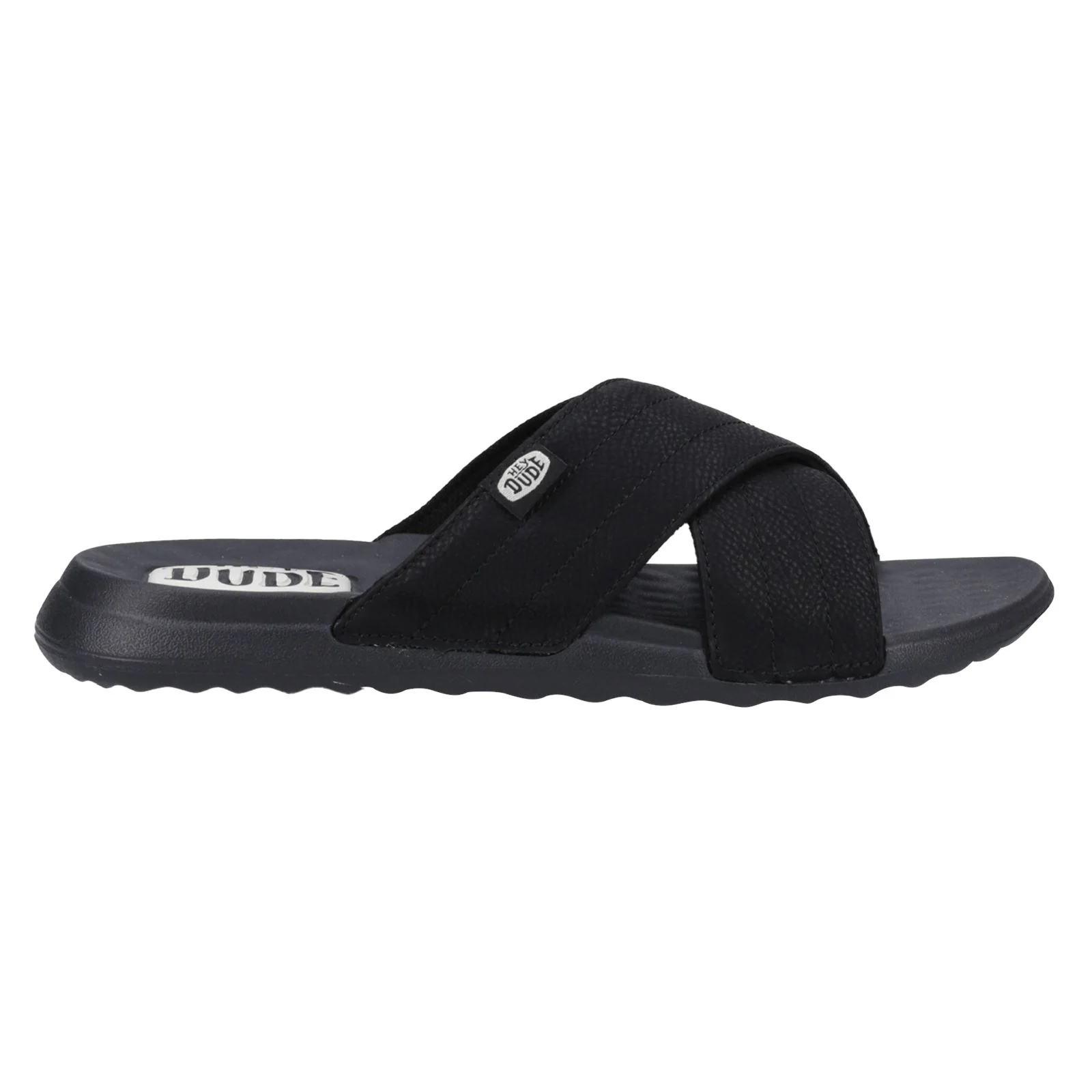 HEYDUDE Women's Christi Slide Distressed Sandal in Black - Image 8