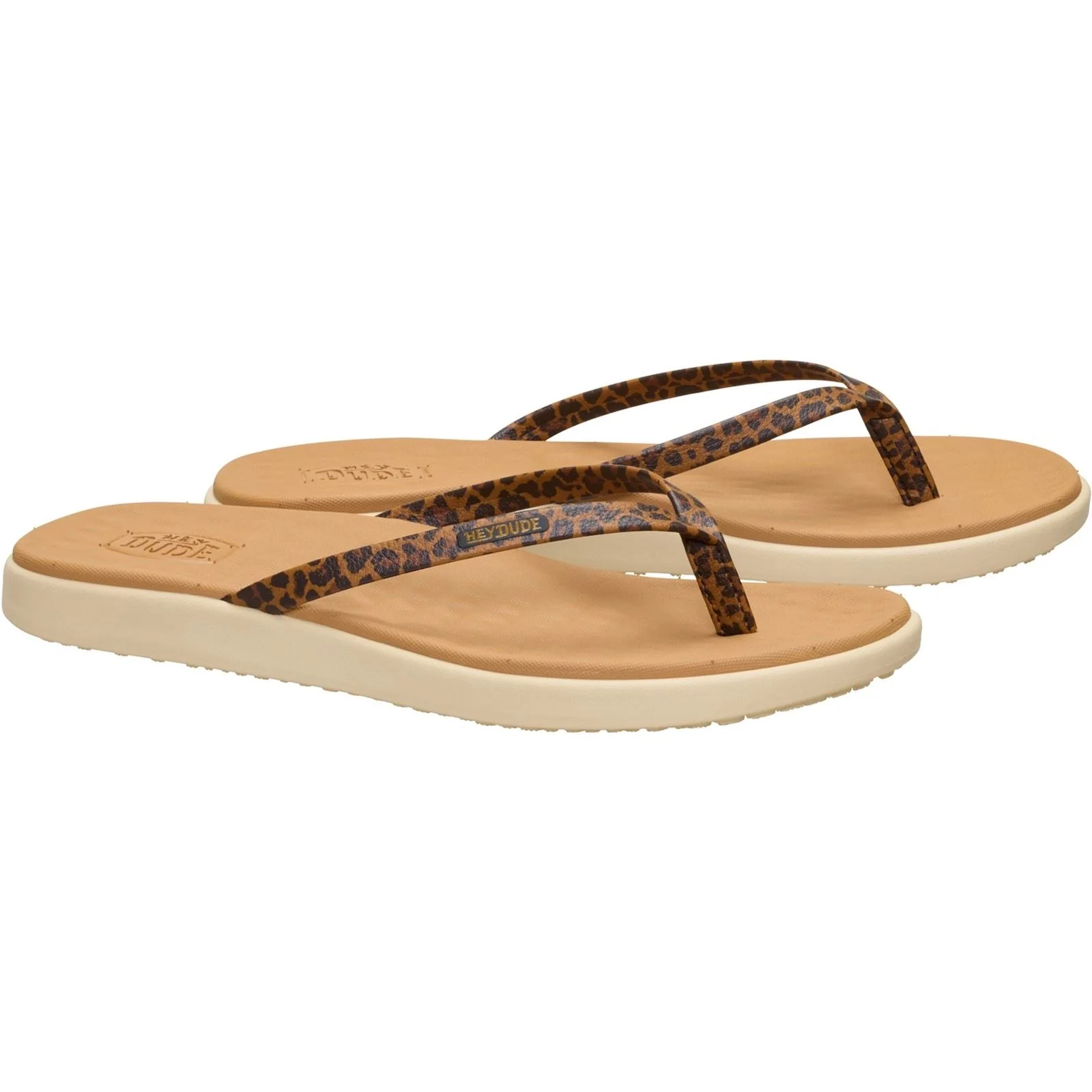 HEYDUDE Maui Breeze Polyurethane Women's Tan Leopard Flip Flops - Image 3