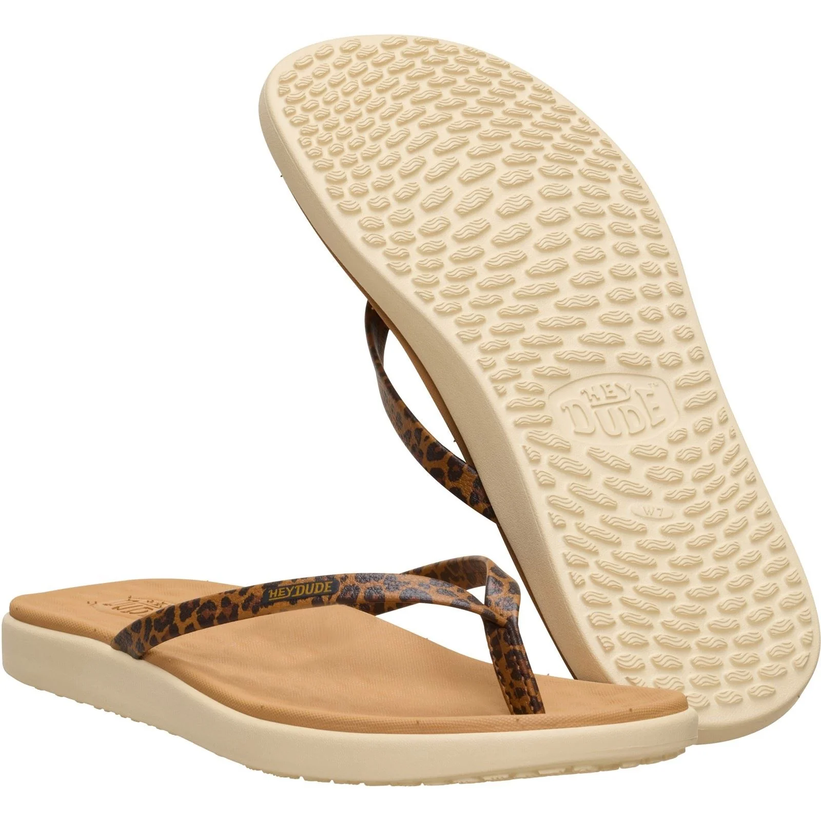 HEYDUDE Maui Breeze Polyurethane Women's Tan Leopard Flip Flops - Image 4