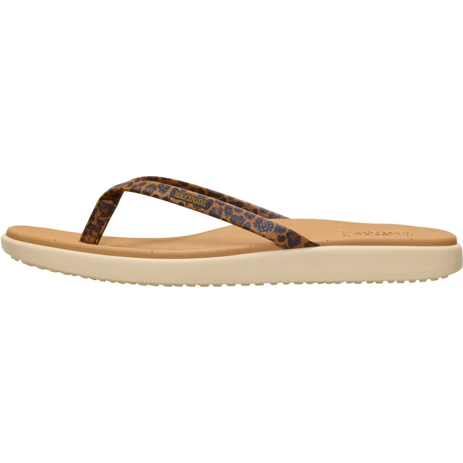 HEYDUDE Maui Breeze Polyurethane Women's Tan Leopard Flip Flops - Image 6
