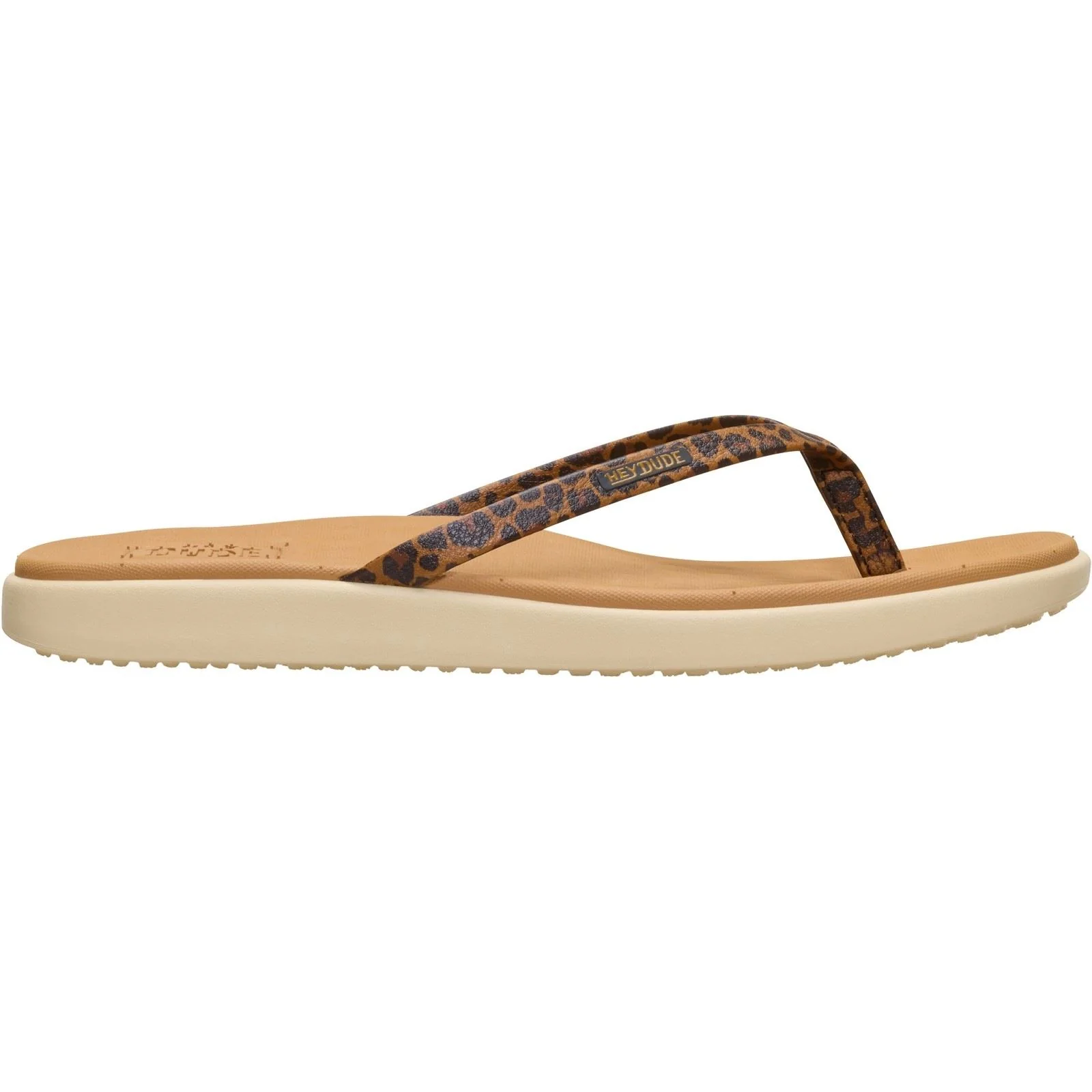 HEYDUDE Maui Breeze Polyurethane Women's Tan Leopard Flip Flops - Image 7