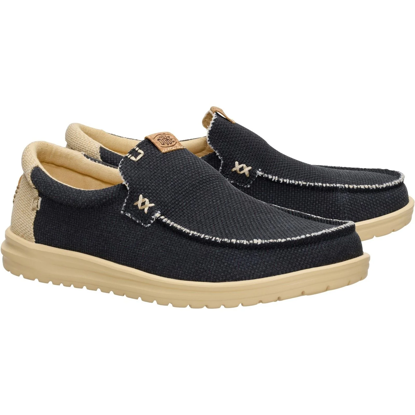 HEYDUDE Mikka Braided Textile Men's Black/Boulder Tan Loafers - Image 3