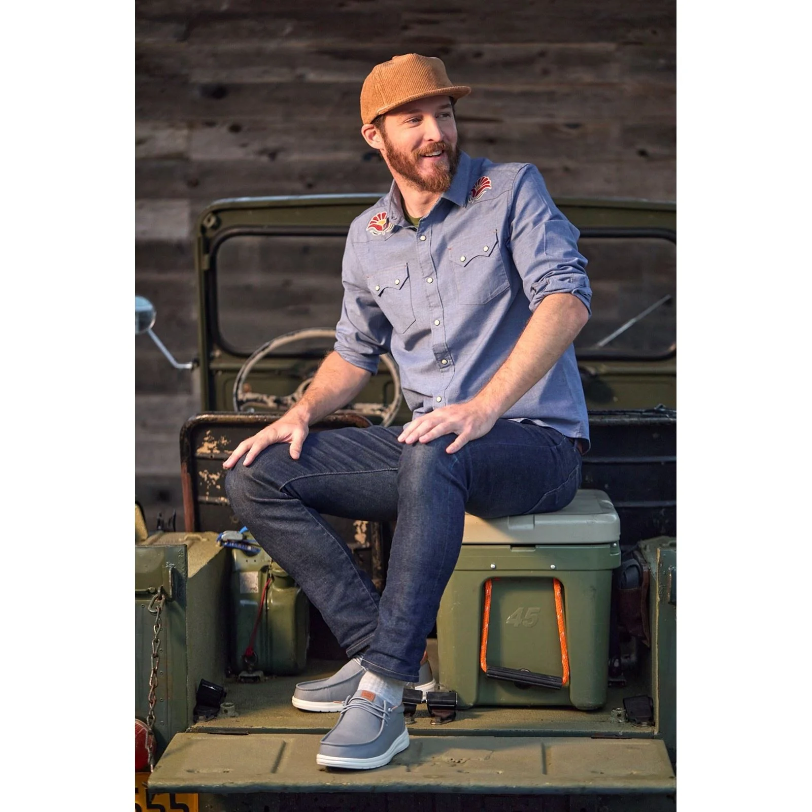 HEYDUDE Paul Canvas Cotton Men's Monument Grey Moccasins Shoes - Image 6
