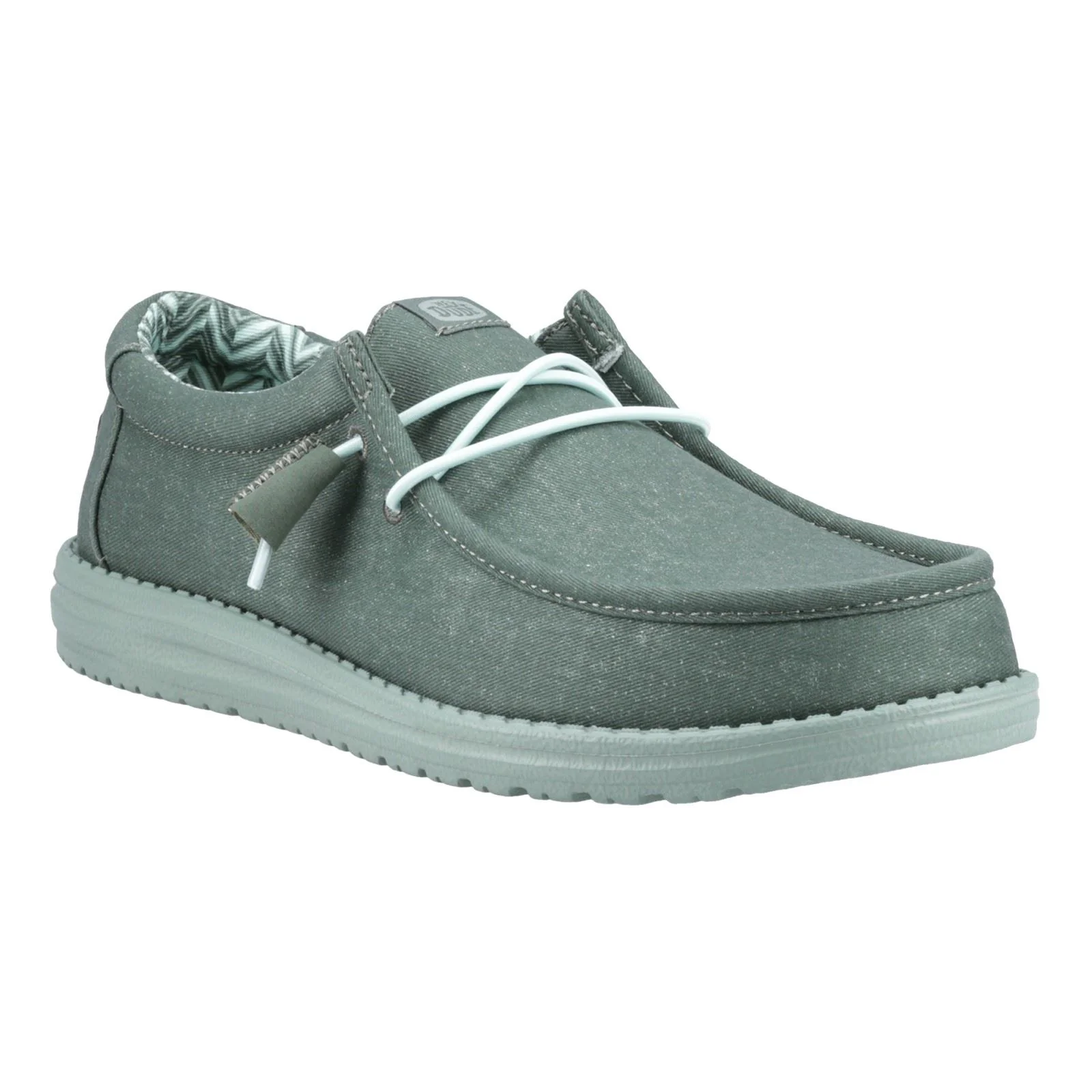 HEYDUDE Wally Canvas 100% Cotton Men's Duck Green/Iceberg Green Moccasins Shoes - Image 8