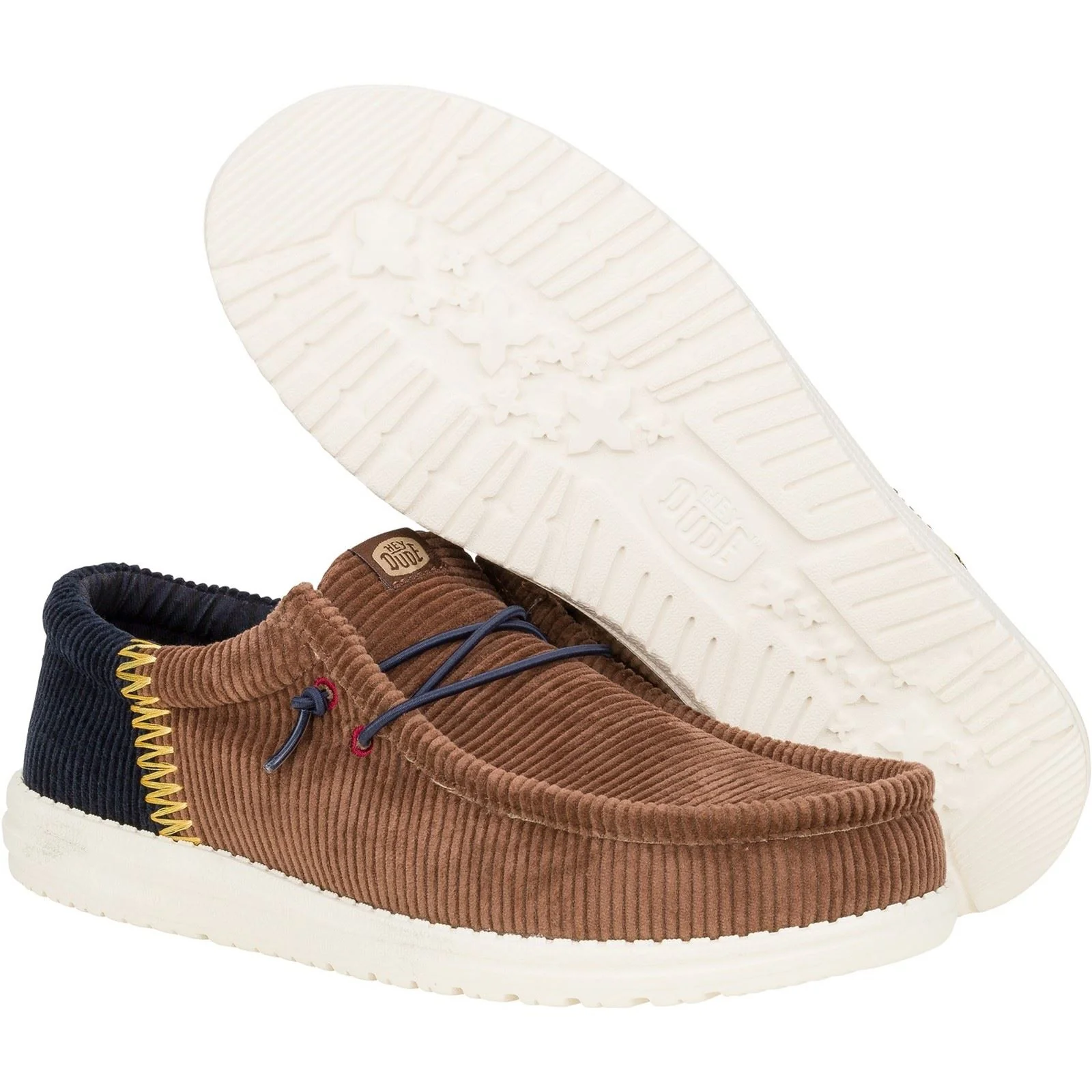 HEYDUDE Men's Wally Funk Corduroy Shoes in Espresso/Blue Jean - Image 3