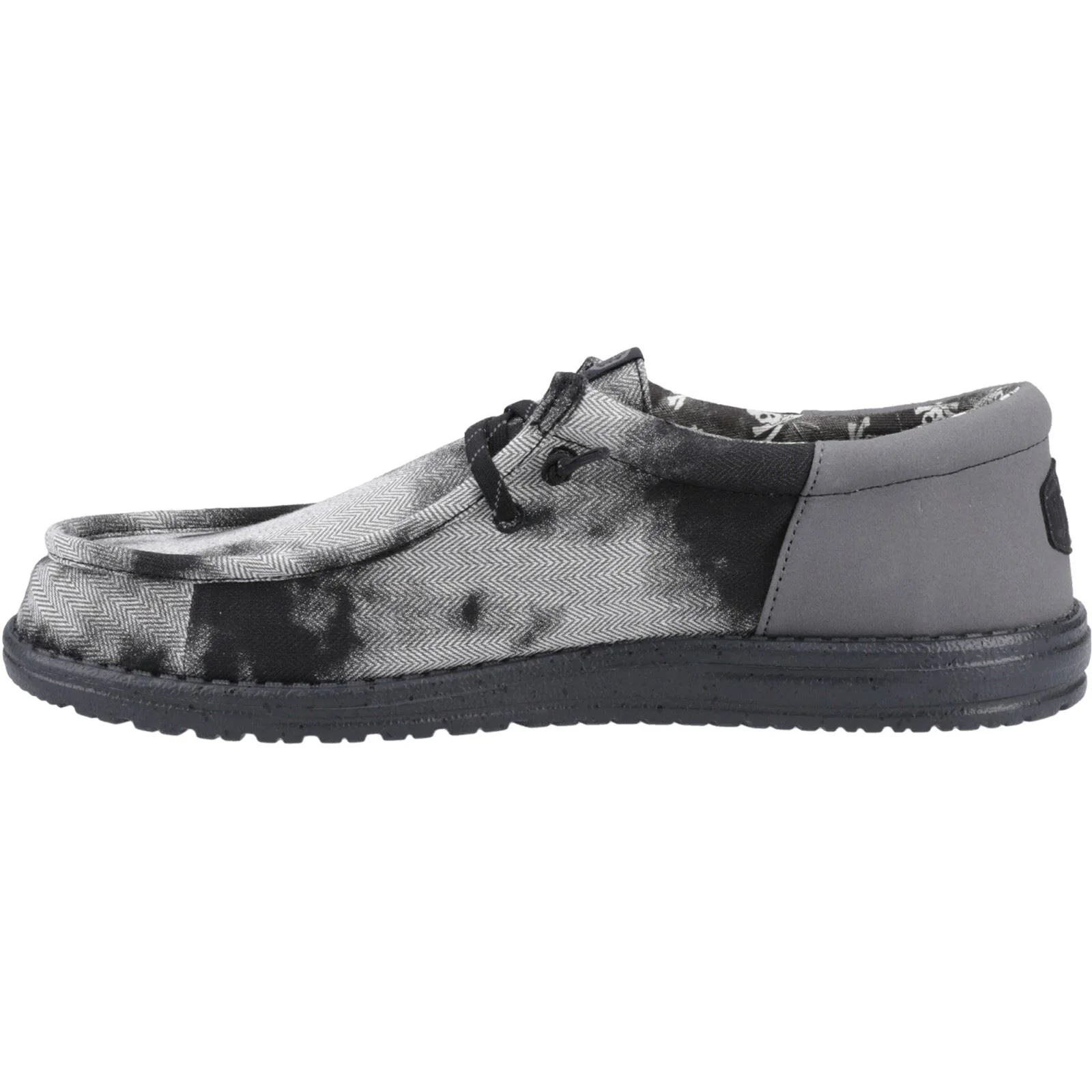 HEYDUDE Wally Funk Overdye Cotton Men's Black/Granite Grey Moccasins Shoes - Image 4
