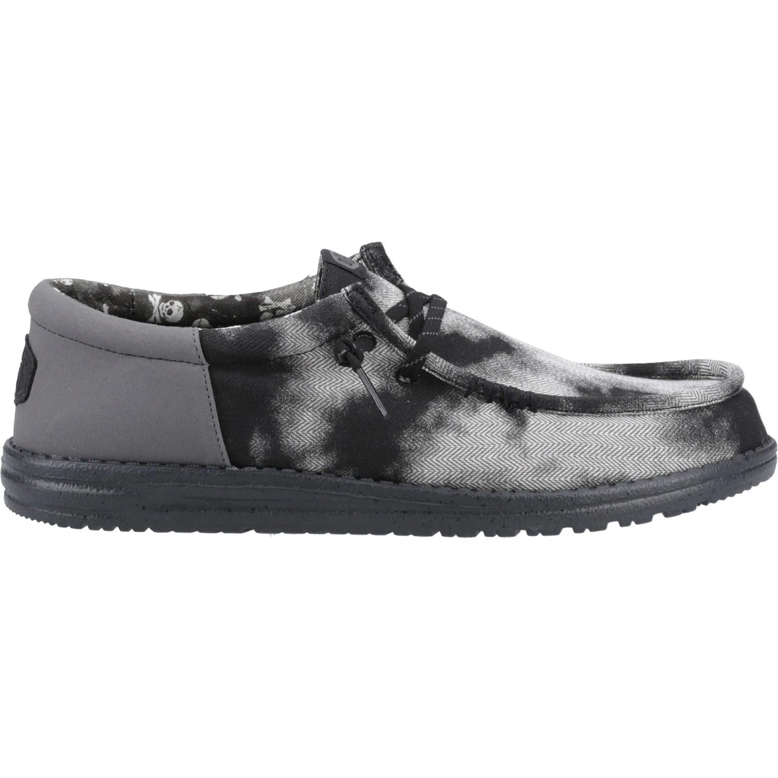 HEYDUDE Wally Funk Overdye Cotton Men's Black/Granite Grey Moccasins Shoes - Image 5