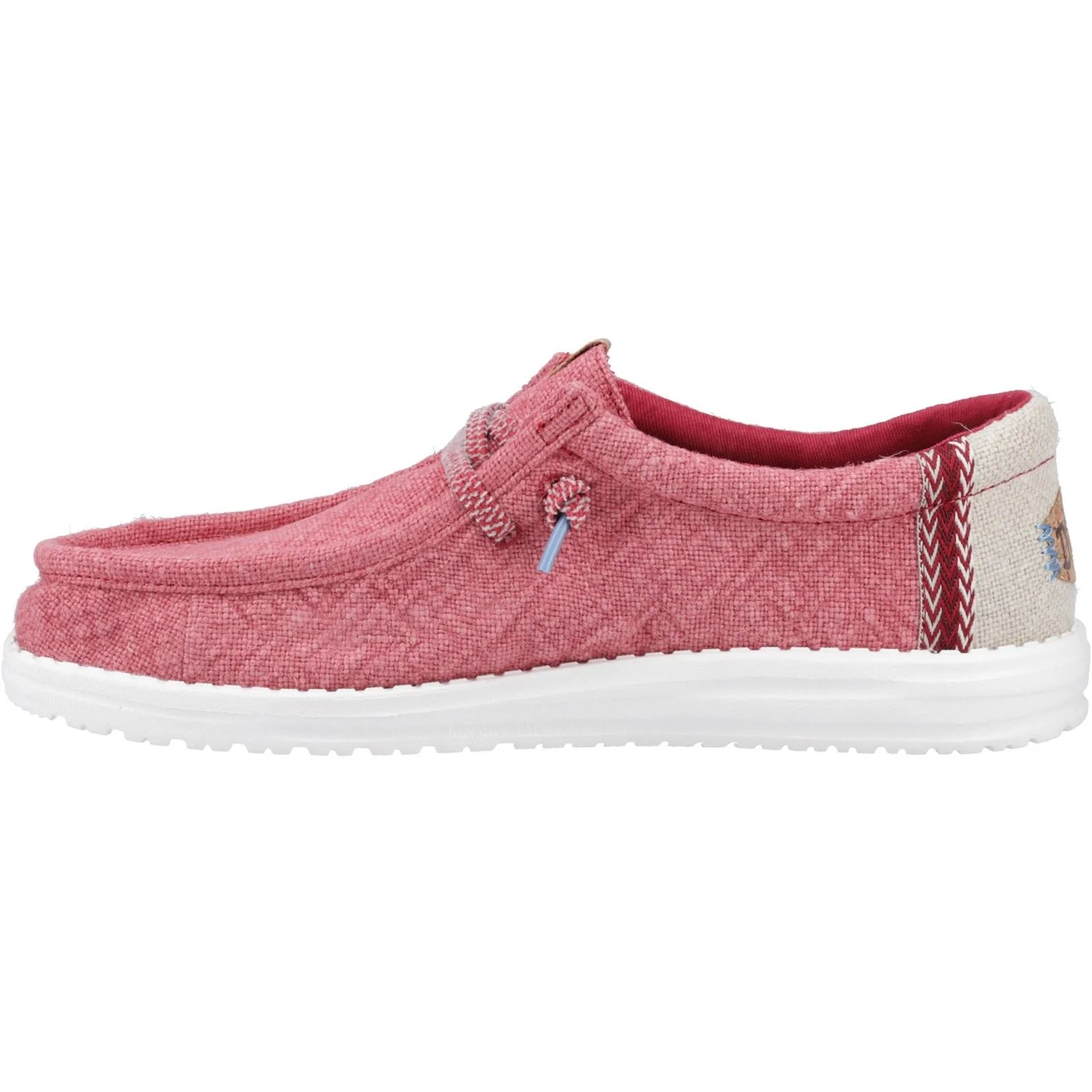 HEYDUDE Wally Jute Jute Men's Claret Red/Silver Birch Moccasins Shoes - Image 4