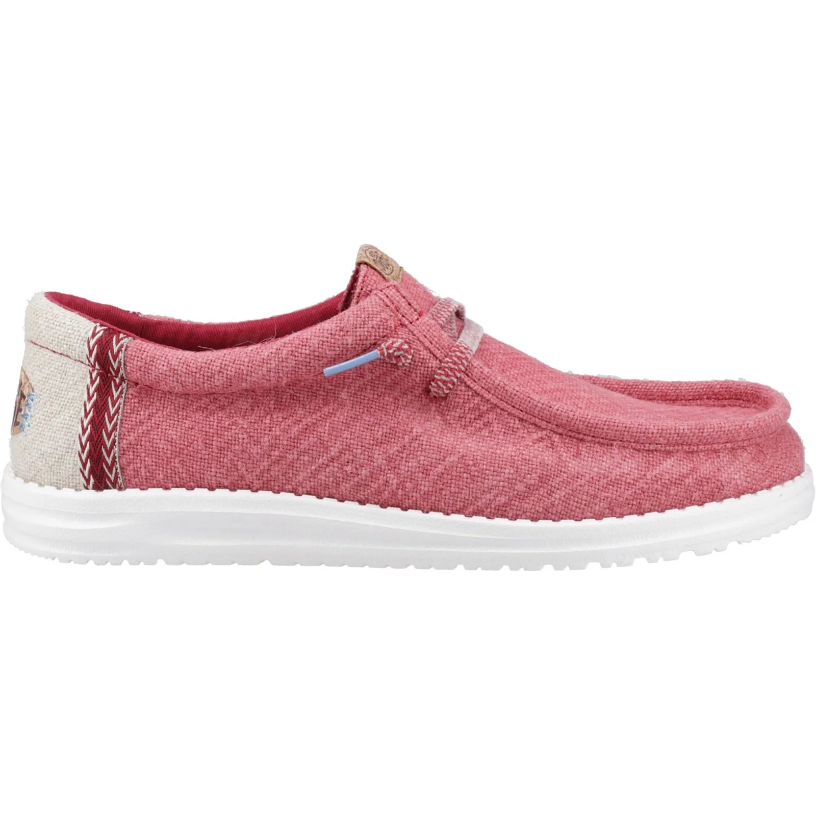 HEYDUDE Wally Jute Jute Men's Claret Red/Silver Birch Moccasins Shoes - Image 5