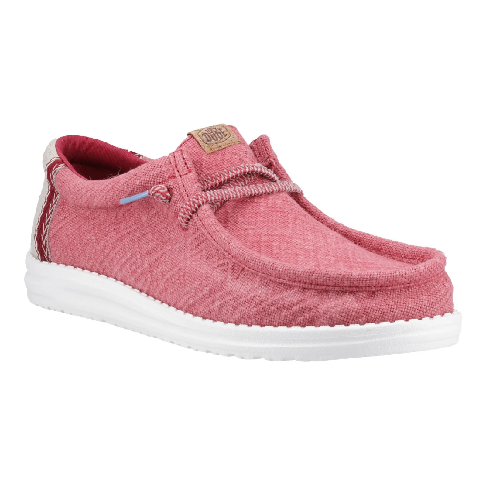 HEYDUDE Wally Jute Jute Men's Claret Red/Silver Birch Moccasins Shoes - Image 6