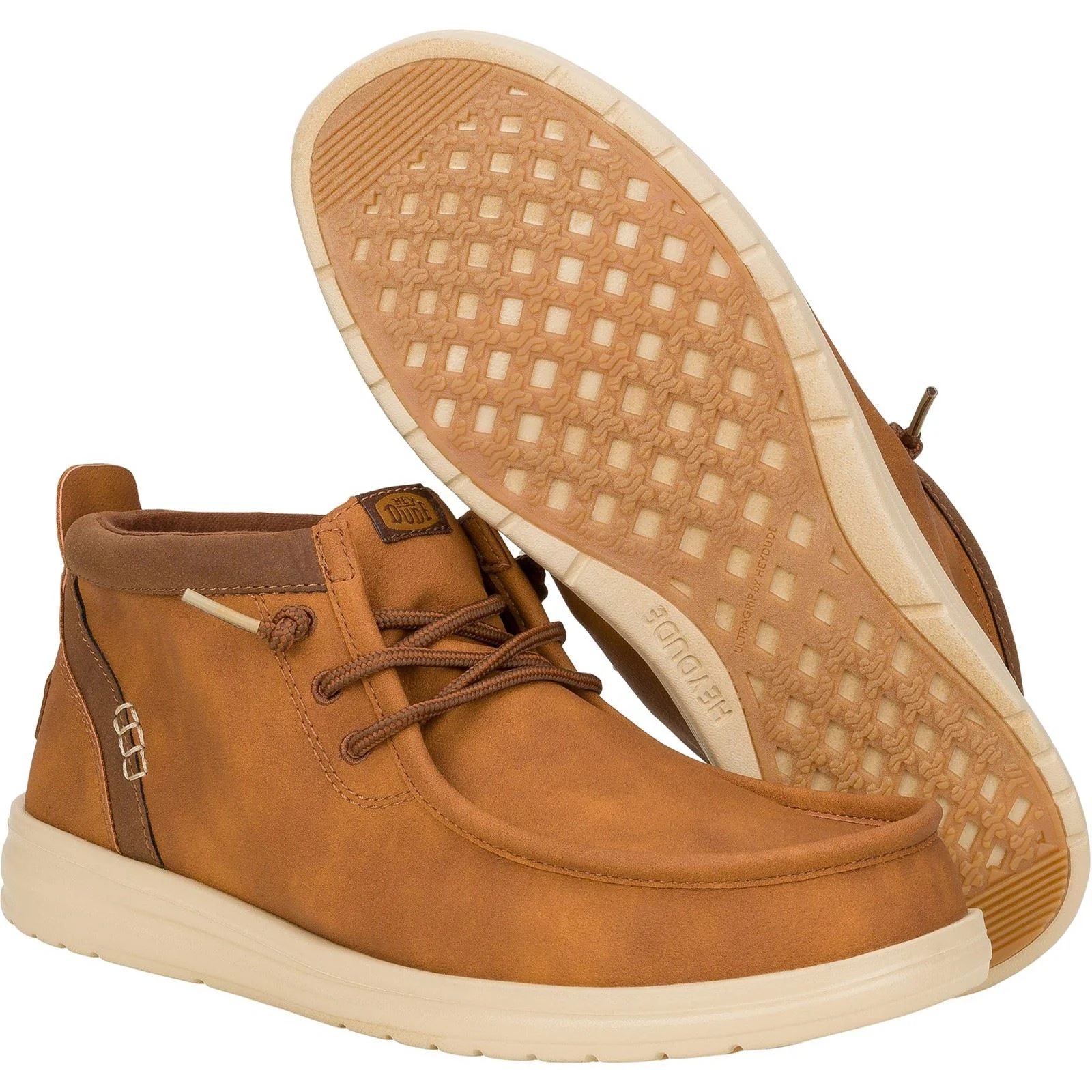 HEYDUDE Men's Wally Mid GripR Classic Boots in Cognac/Tan - Image 3