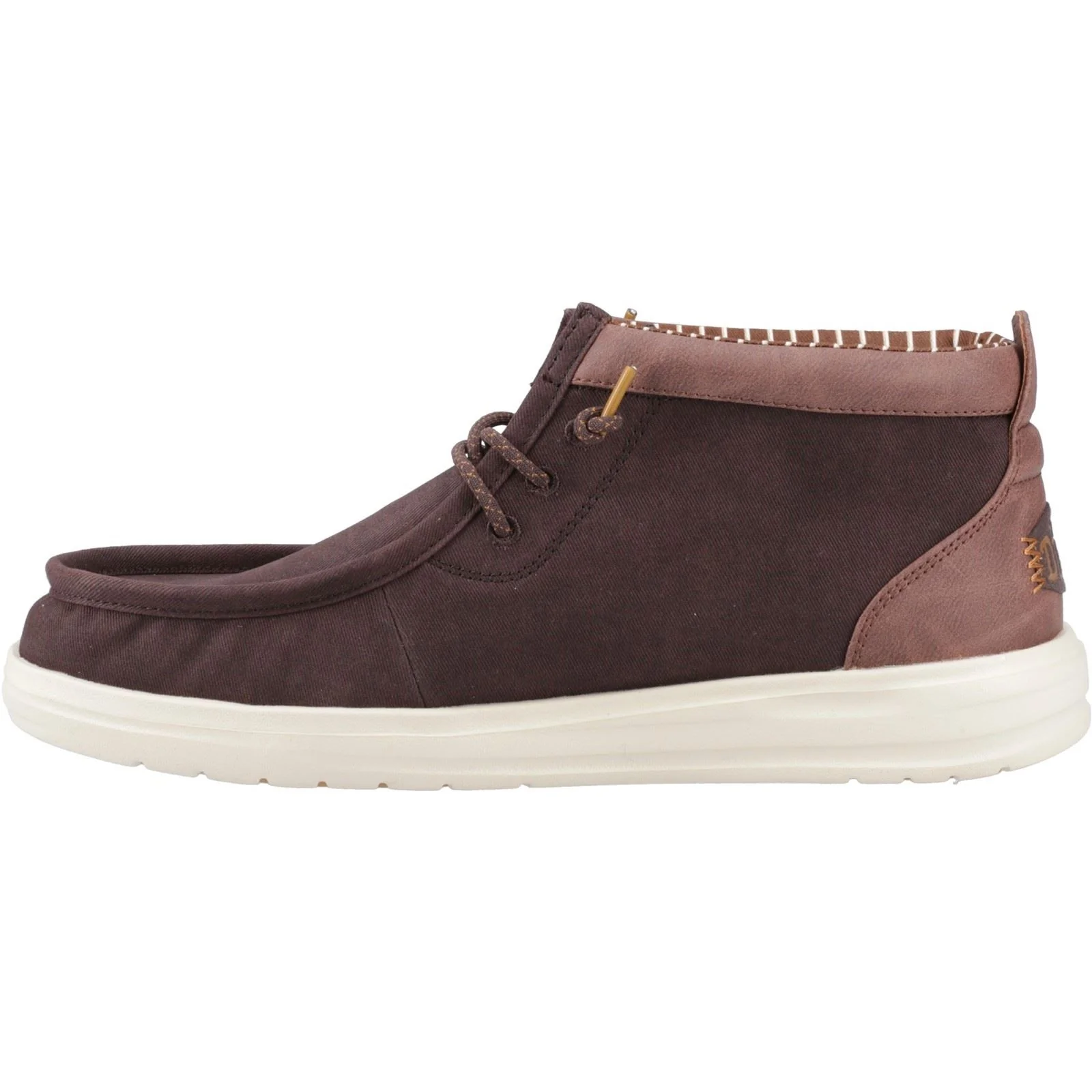 HEYDUDE Wally Mid GripR Cotton Men's Mole Brown/Downtown Ankle Boots - Image 4