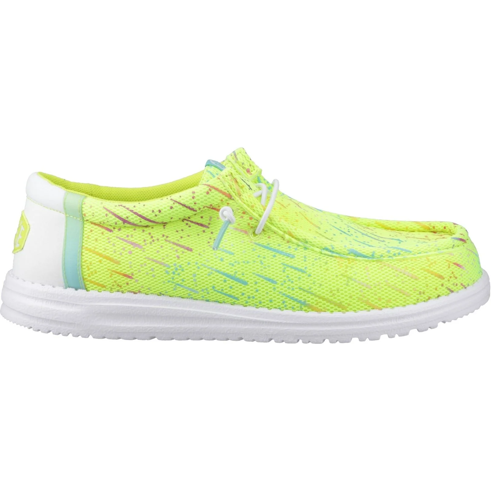 HEYDUDE Wally Party Mesh Polyester Men's Lime Punch/White Moccasins Shoes - Image 5